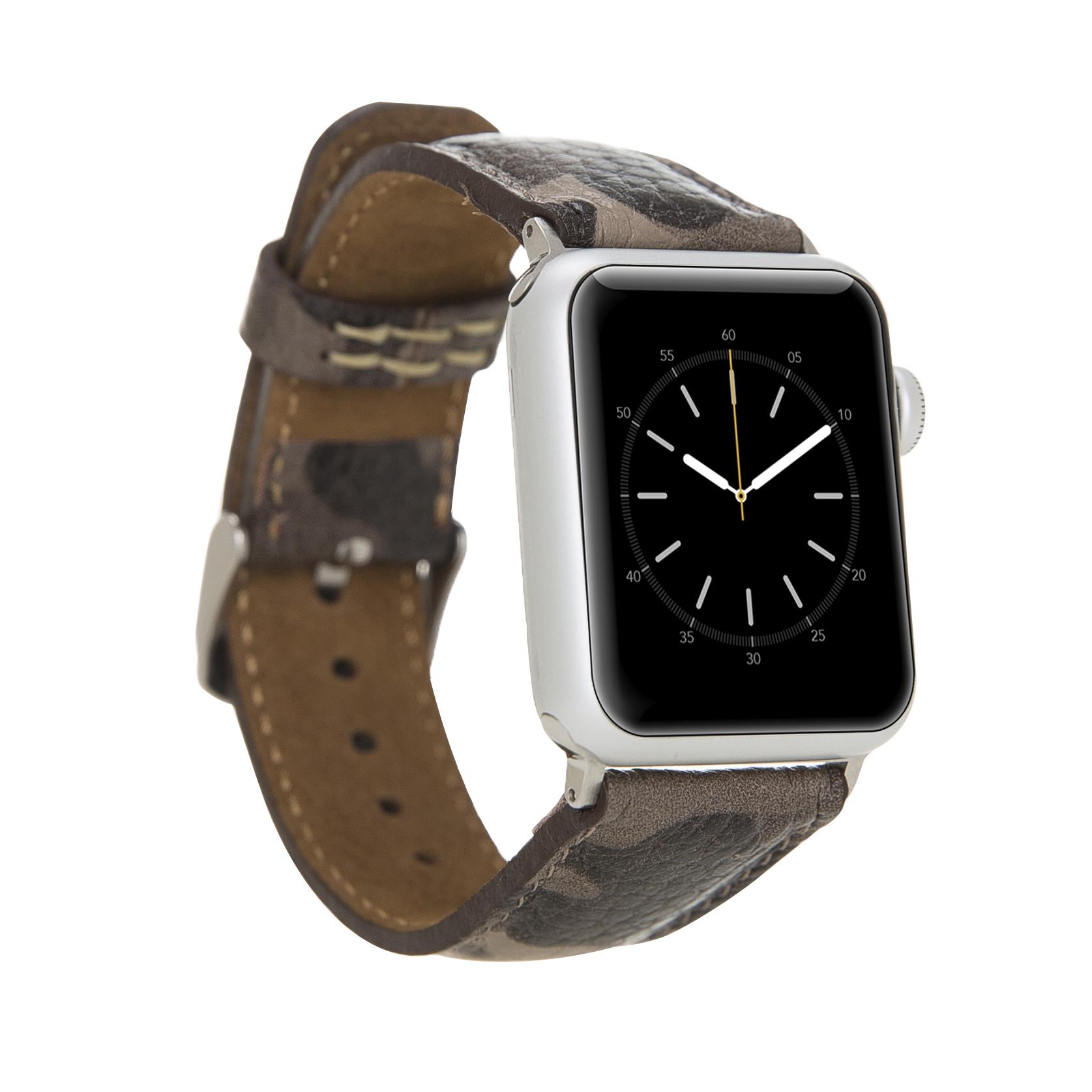 Bouletta Apple Watch Uyumlu Deri Kordon 42-44-45mm Kamuflaj Bej