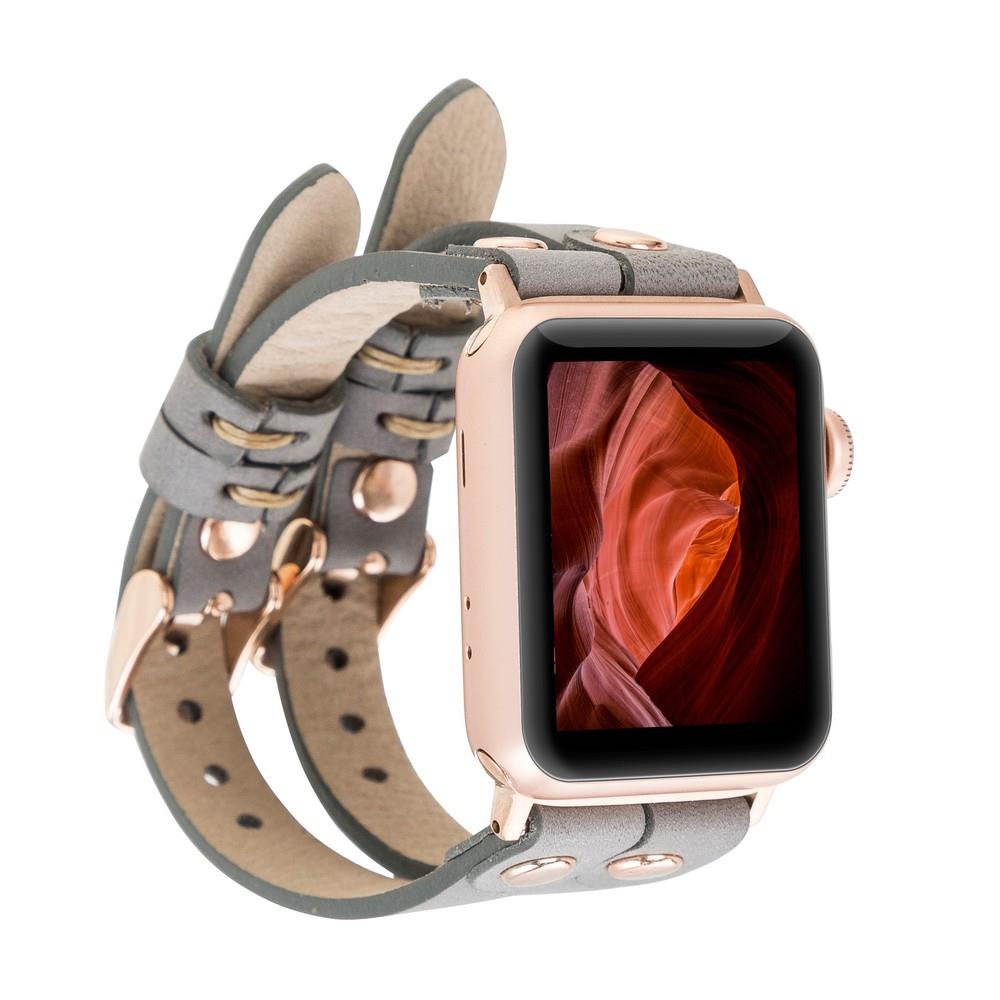 Bouletta Apple Watch Uyumlu Deri Kordon Ely Double Tour RST9 Gri