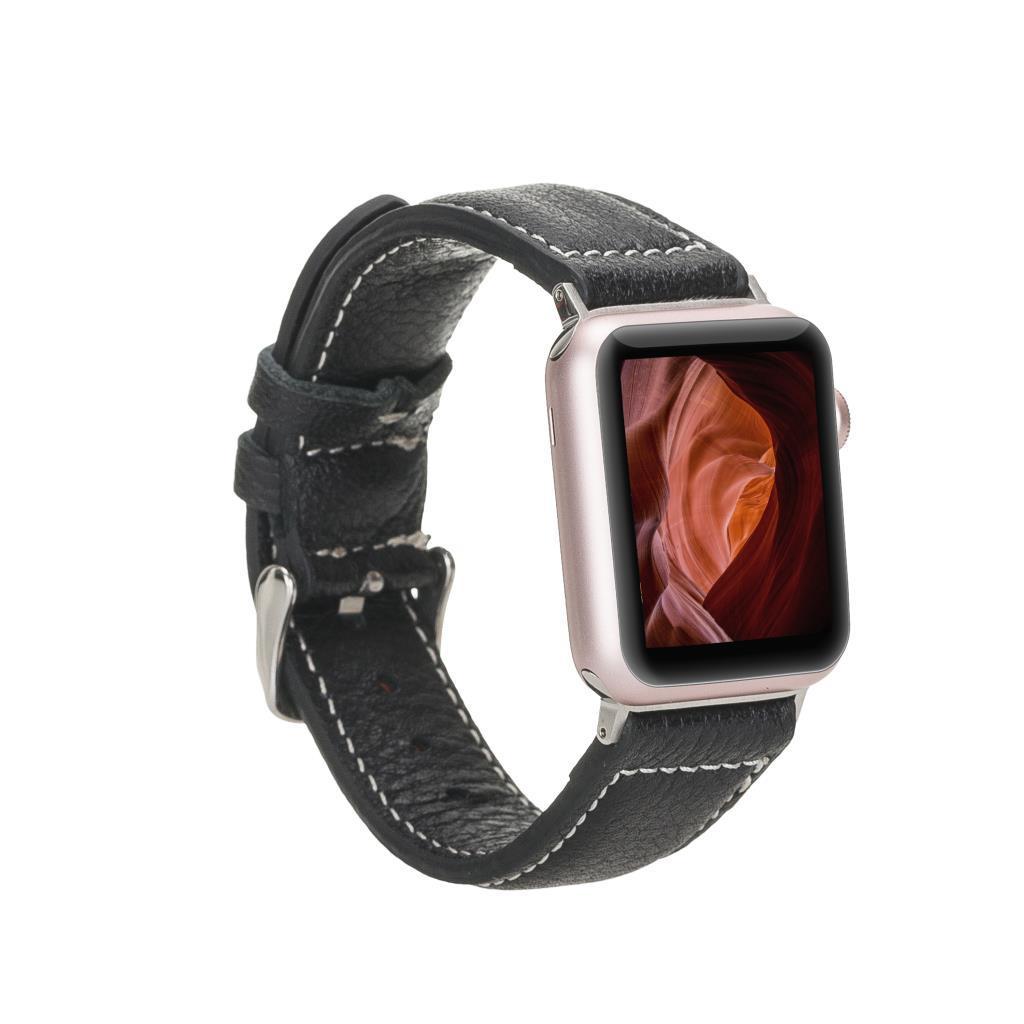 Bouletta Apple Watch Uyumlu Deri Kordon 42-44-45mm NM1-AS1 Siyah