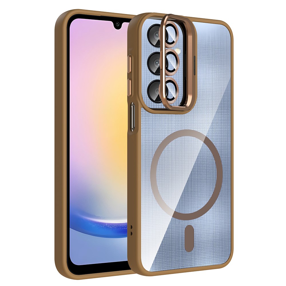 Galaxy A25 Kılıf Standlı ve Kamera Lens Hediyeli M-Safe Şarj Özellikli Zore Etro Kapak