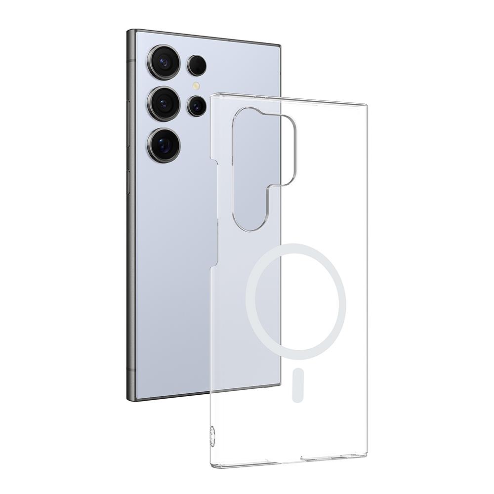 Galaxy S22 Ultra Kamera Korumalı M-Safe Şarj Özellikli Şeffaf Zore London Sert PC Kapak