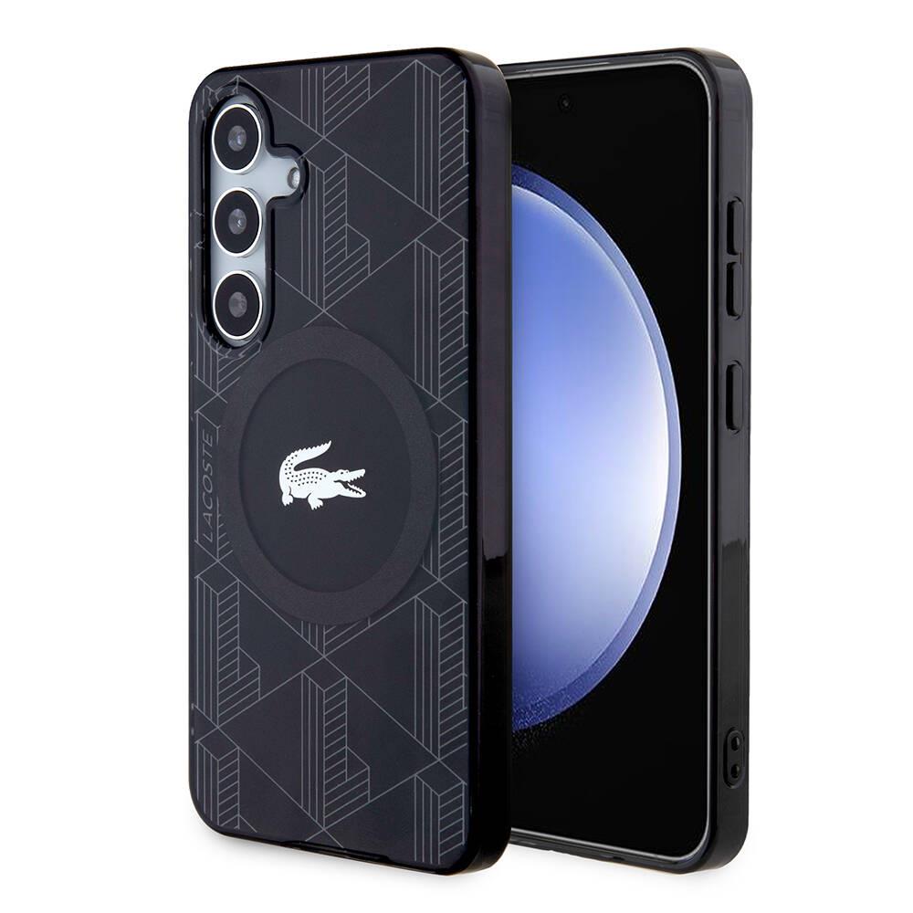 Galaxy S24 Kılıf Lacoste Orjinal Lisanslı M-safe Şarj Özellikli Çift Katmanlı Timsah Logolu Blend Monogram Kapak
