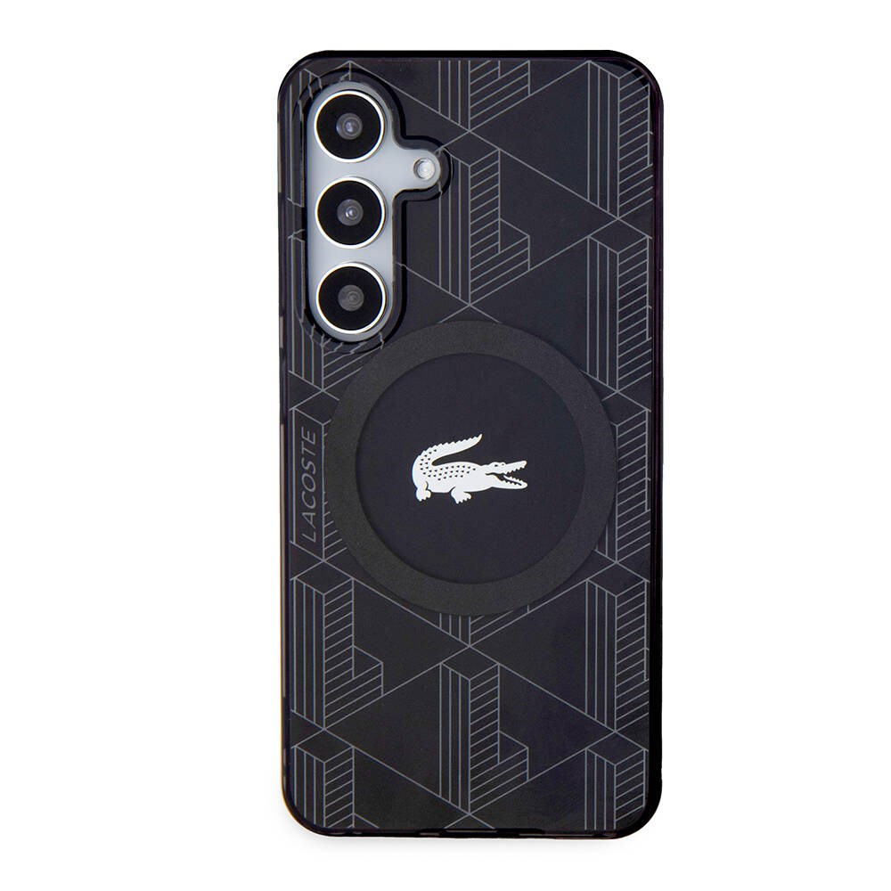 Galaxy S24 Kılıf Lacoste Orjinal Lisanslı M-safe Şarj Özellikli Çift Katmanlı Timsah Logolu Blend Monogram Kapak