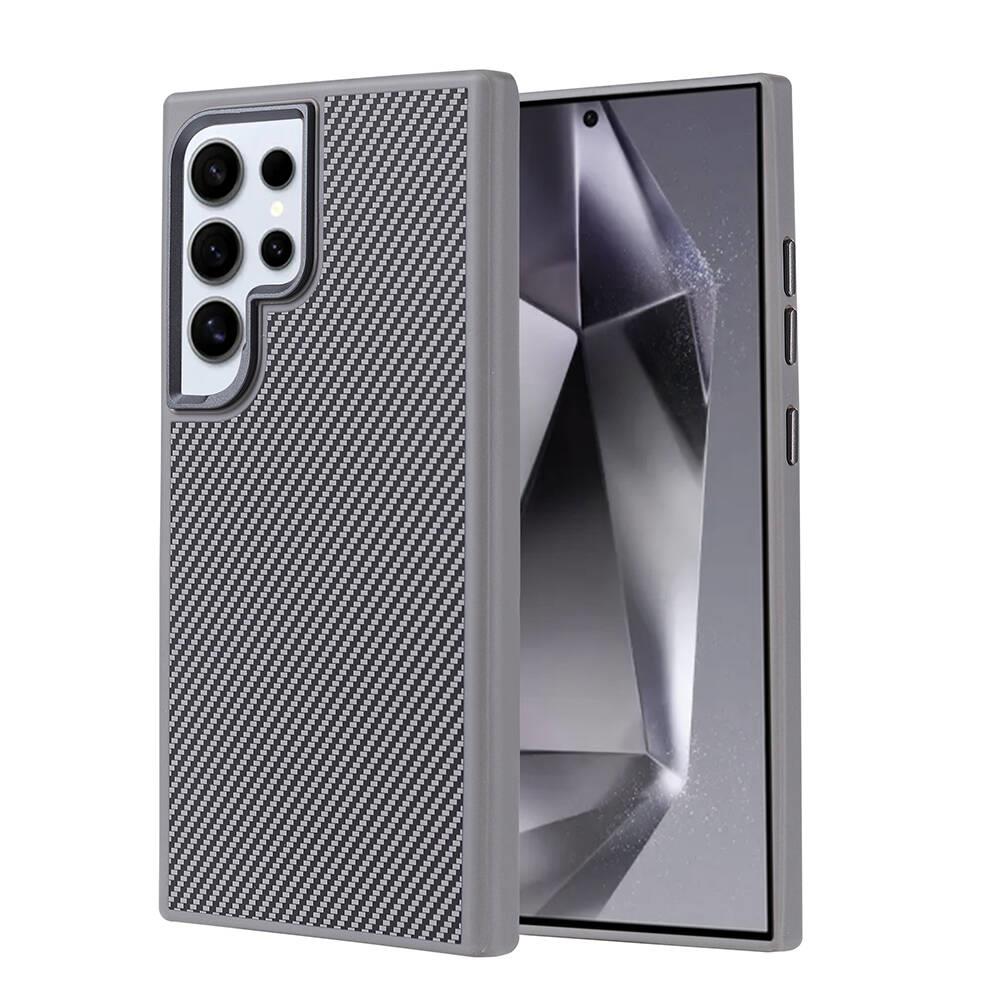 Galaxy S24 Ultra Kılıf Karbon Fiber Hybrid 600D Kevlar Zore Troy Kapak