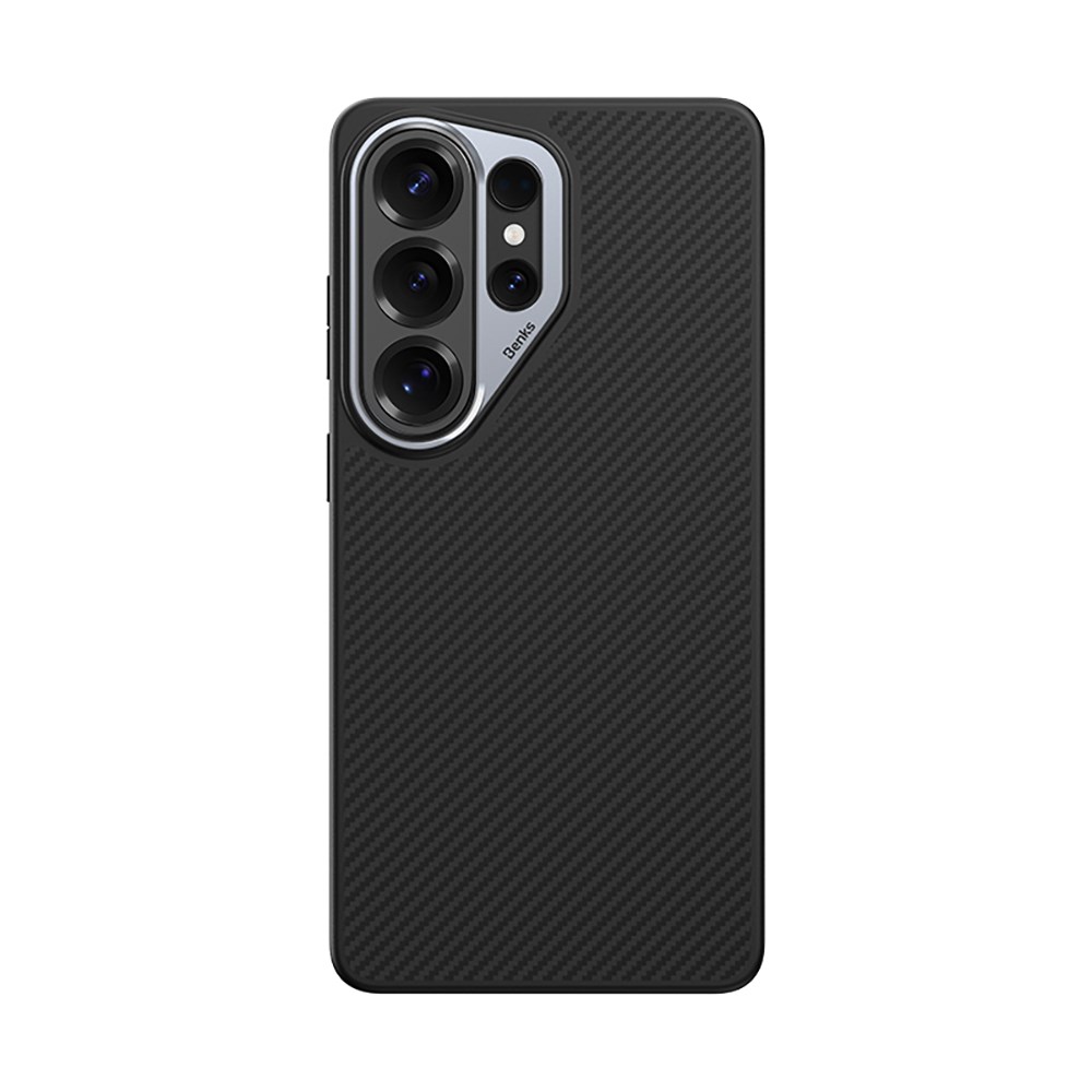 Galaxy S26 Ultra Kılıf Karbon Fiber M-safe Şarj Özellikli Benks Hybrid ArmorPro 600D Kevlar Kapak