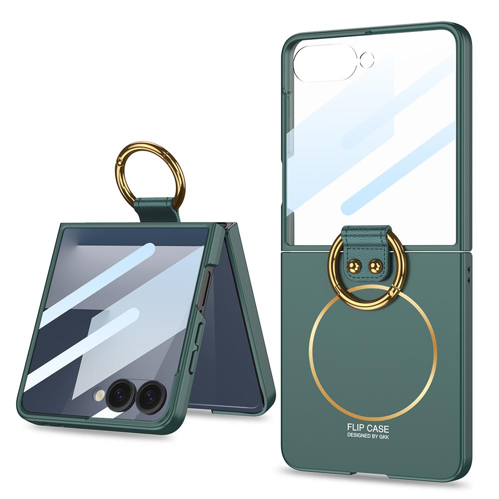 Galaxy Z Flip 7 Kılıf M-safe Şarj Özellikli Zore Kıpta Yüzüklü Flip Sert Kapak