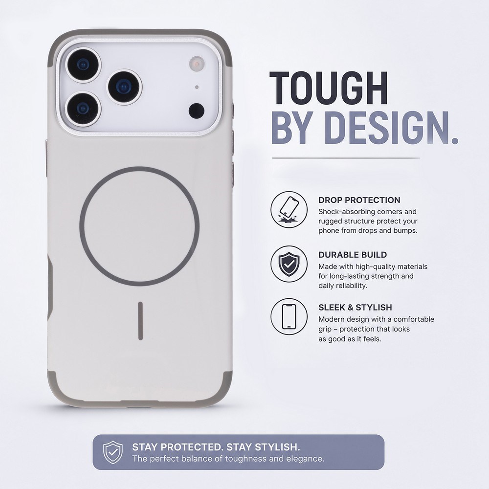 Koen iPhone 17 Pro Uyumlu MagSafe Kılıf – Kablosuz Şarj Destekli, Köşe Koruma Darbe Emici, Şeffaf Mat Premium Telefon Kılıfı, Taş Rengi
