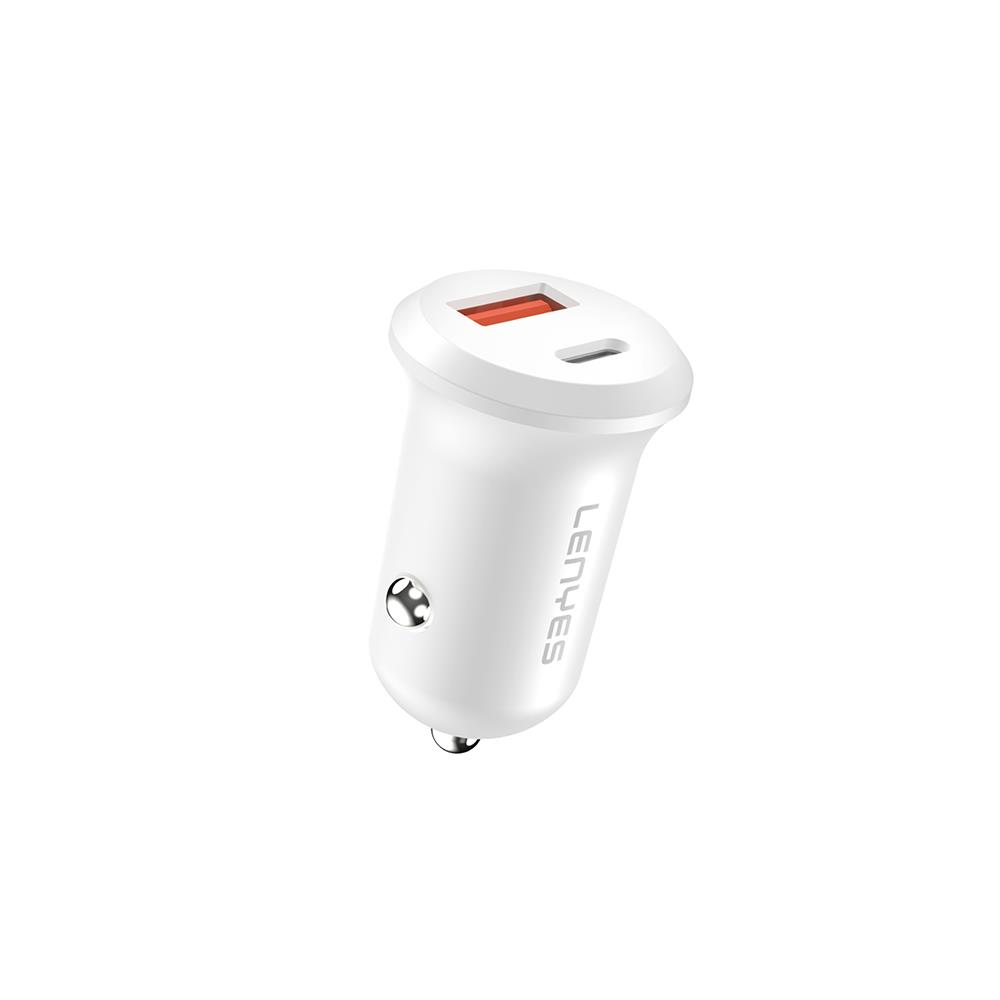 Lenyes CA53 Hızlı Şarj Özellikli Dual Type-C + USB-A Portlu Mini Araç Şarj Aleti 30W