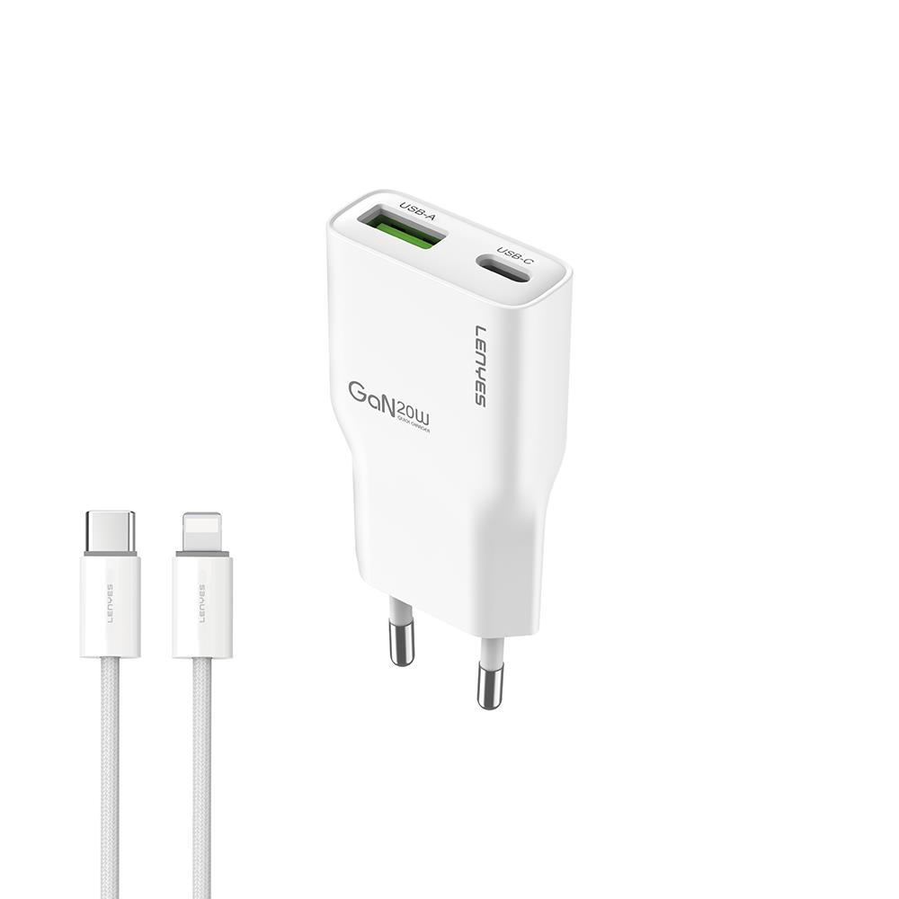 Lenyes LCH11 Serisi Type-C to Lightning GaN Teknolojili PD Hızlı Şarj Özellikli Kablolu Şarj Seti 20W