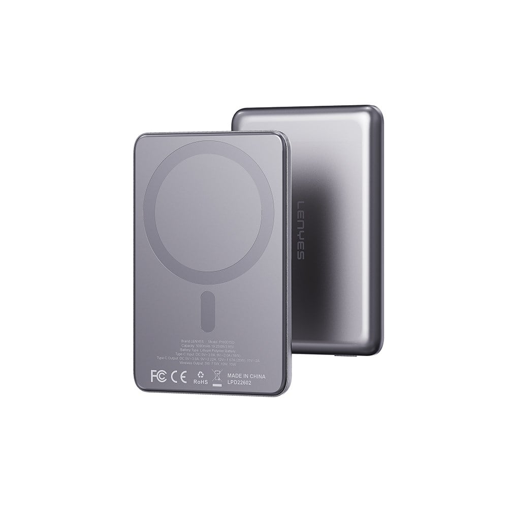Lenyes PW0015D Ultra İnce LED Göstergeli Wireless Powerbank 15W 5000mAh