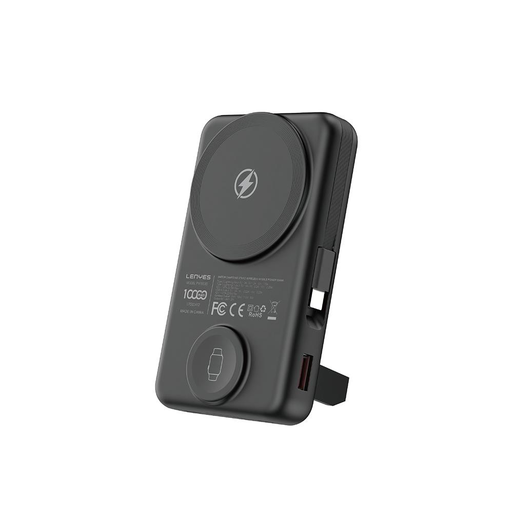 Lenyes PW1003D 22.5W Dijital LED Ekranlı Akıllı Saat Kablosuz Şarj Özellikli Standlı Wireless Powerbank 15W 10000mAh