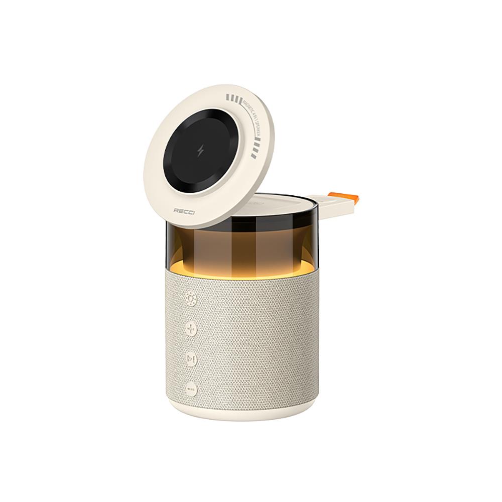 Recci RCW-51 Kablosuz Şarj Standı Ambiyans Işıklı Bluetooth Speaker Hoparlör Özellikli
