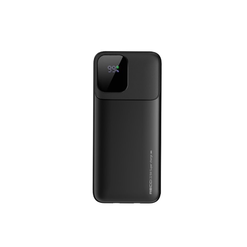 Recci RPB-P67 PD 20W Dijital LED Göstergeli Hızlı Şarj Özellikli Type-C ve Lightning Kablolu Powerbank 22.5W 10000mAh