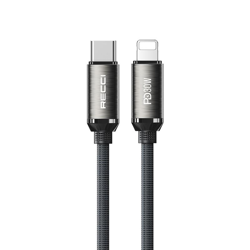 Recci RS35CL Type-C to Lightning PD 30W Örgü Tasarımlı Hızlı Şarj Özellikli Data ve Şarj Kablosu 1M