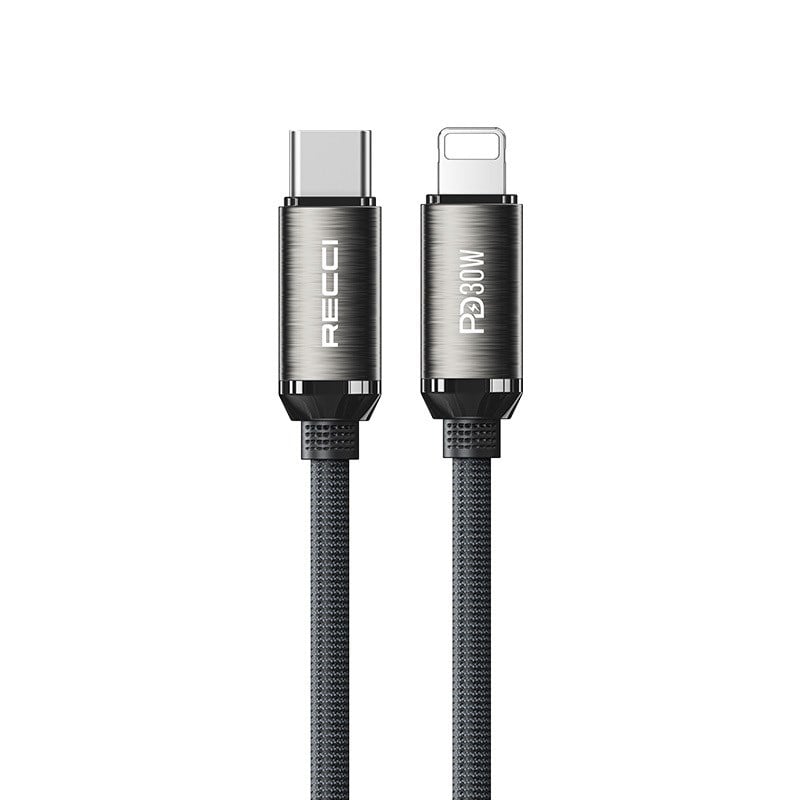 Recci RS35CL Type-C to Lightning PD 30W Örgü Tasarımlı Hızlı Şarj Özellikli Data ve Şarj Kablosu 1M