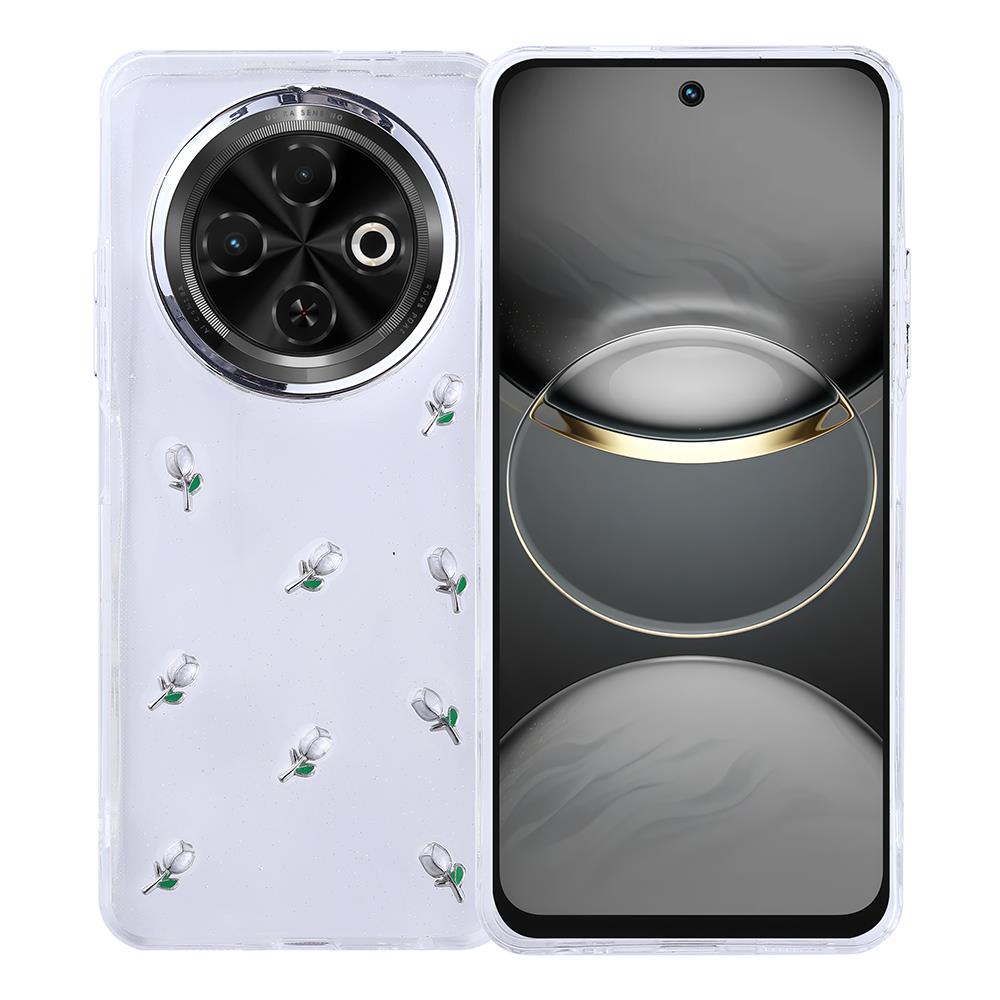 Tecno Spark 30C Kılıf Airbag Tasarımlı Simli Şeffaf Zore Kutup Kapak