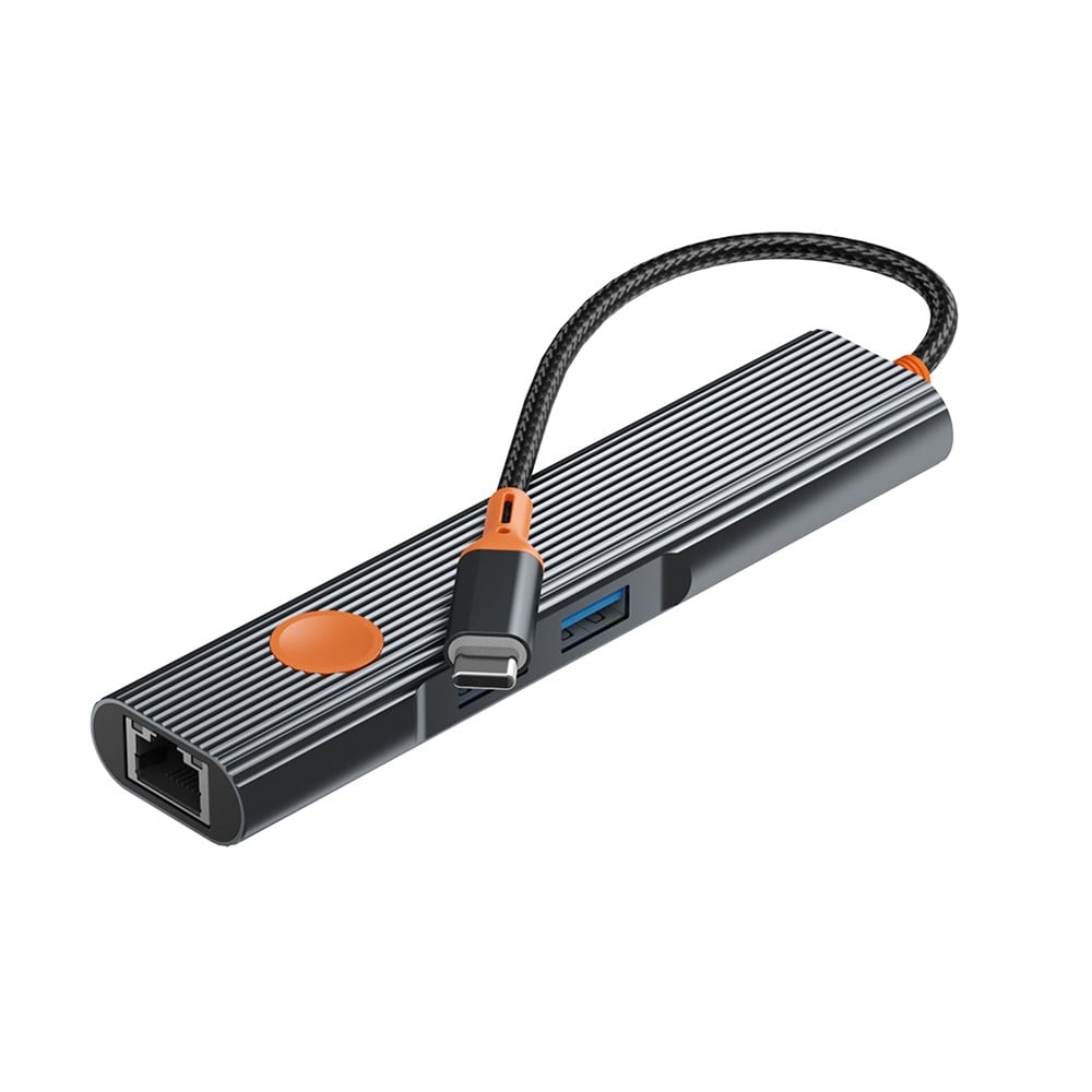 Wiwu Wi-HB005 Travel Serisi 5in1 HDMI (4K@60Hz) Girişli + RJ45 + 100W PD Type-C Hub Bağlantı İstasyonu