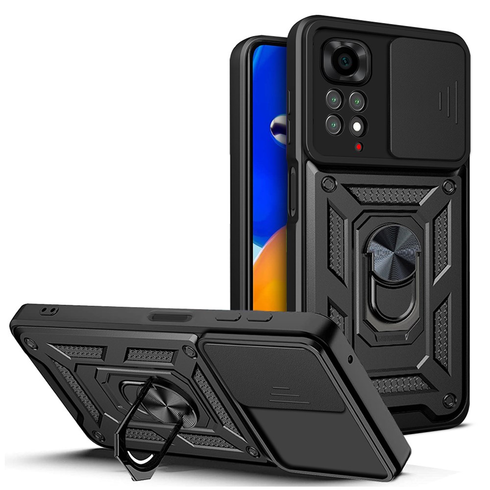 Xiaomi Redmi Note 11S Global Kılıf Magnetik Standlı Kamera Korumalı Zore Sürgülü Vega Kapak