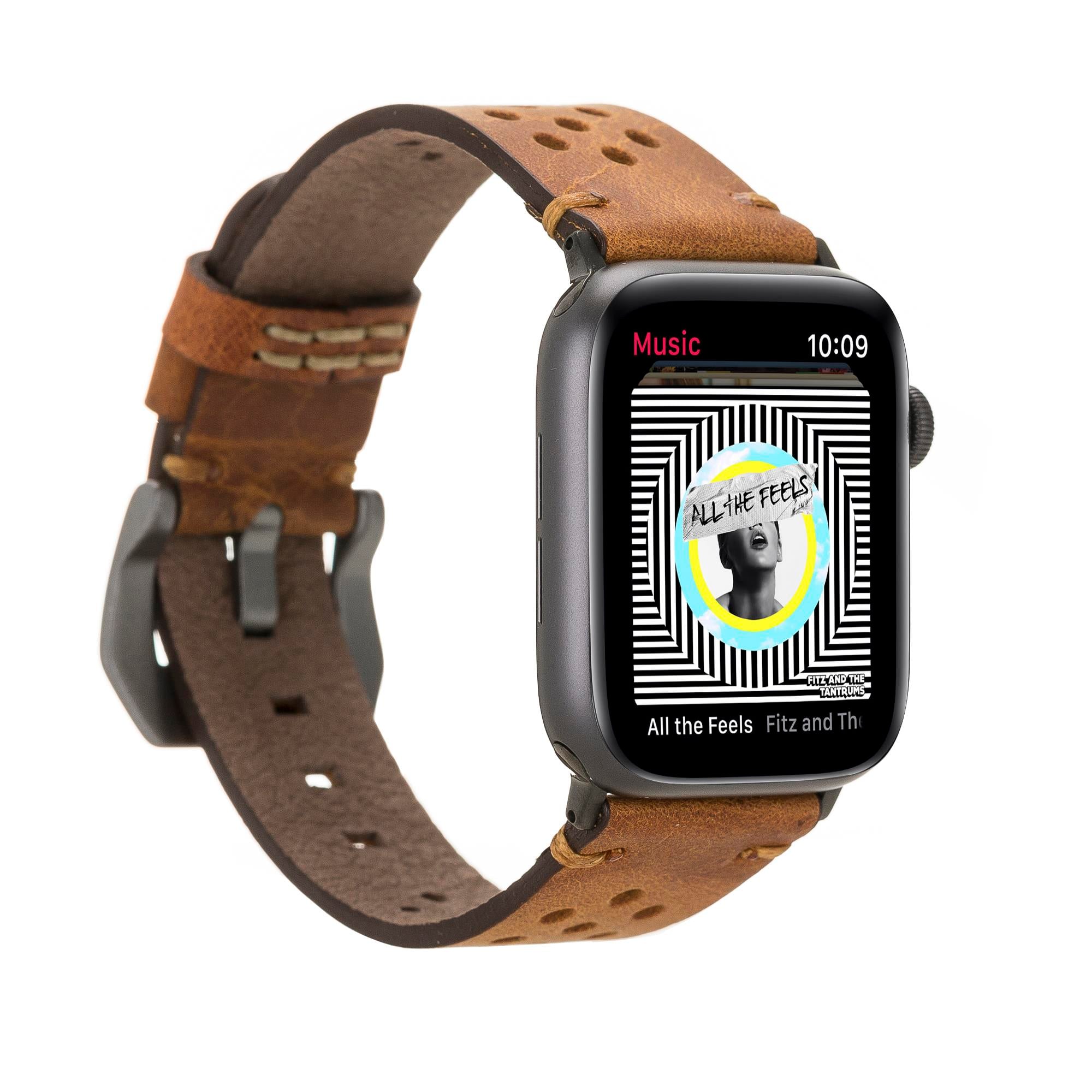 Bouletta Apple Watch Uyumlu Deri Kordon Vigo 42-44-45mm G19 Taba
