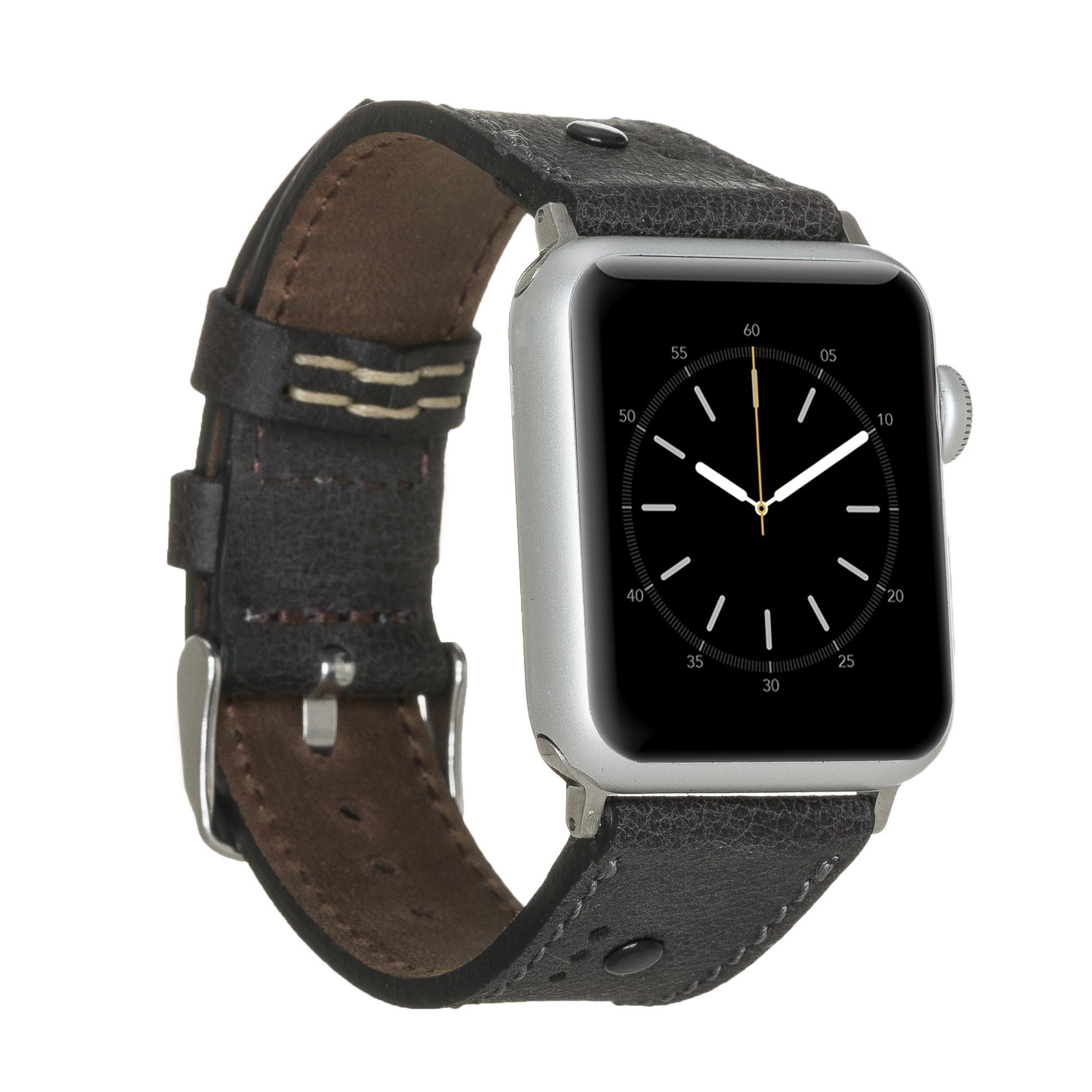 Bouletta Apple Watch Uyumlu Deri Kordon 42-44-45mm BT Siyah
