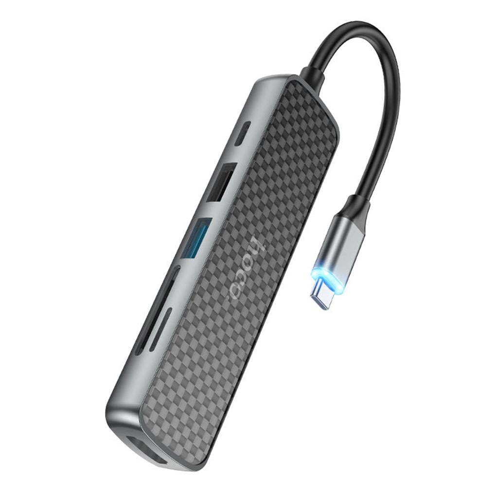 Hoco HB24 6in1 Hub 100W Type-C Çıkışlı Adaptör