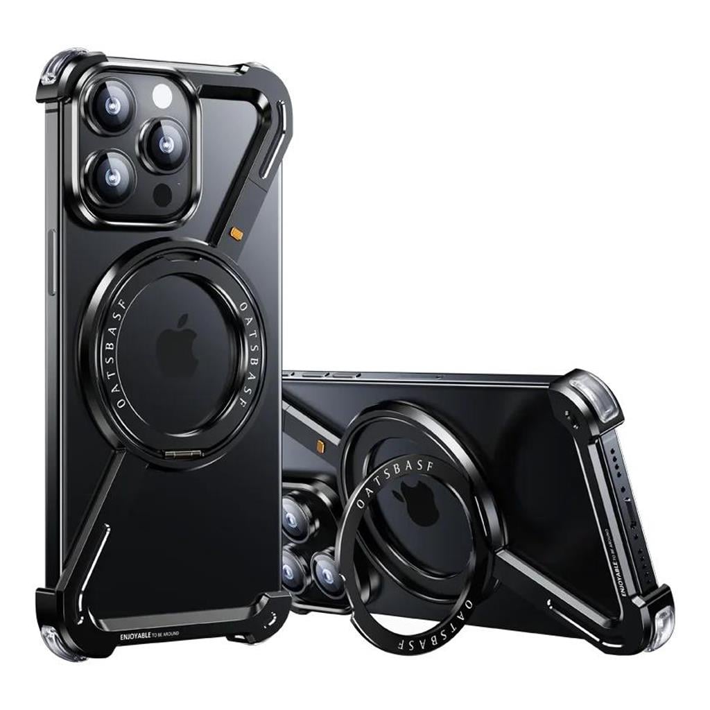 Apple ıPhone 16 Pro Max iCemag Metal Bumper Z Şeklinde Standlı Kılıf