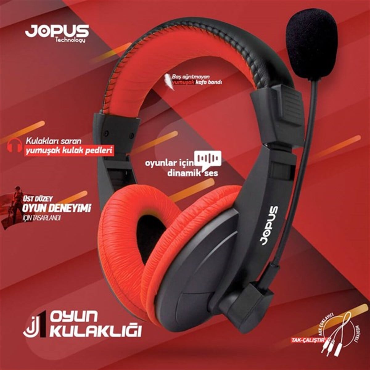 KULAKLIK Jopus J1 Mikrofonlu Oyun Kulaklığı