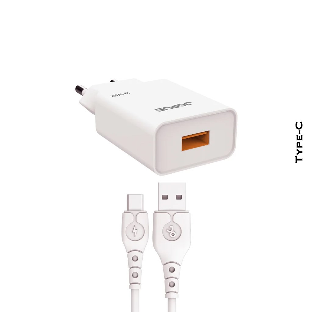 Jopus JO-S04 Rapido 18W Type-C Şarj Cihazı + USB to Type-C Kablo Set