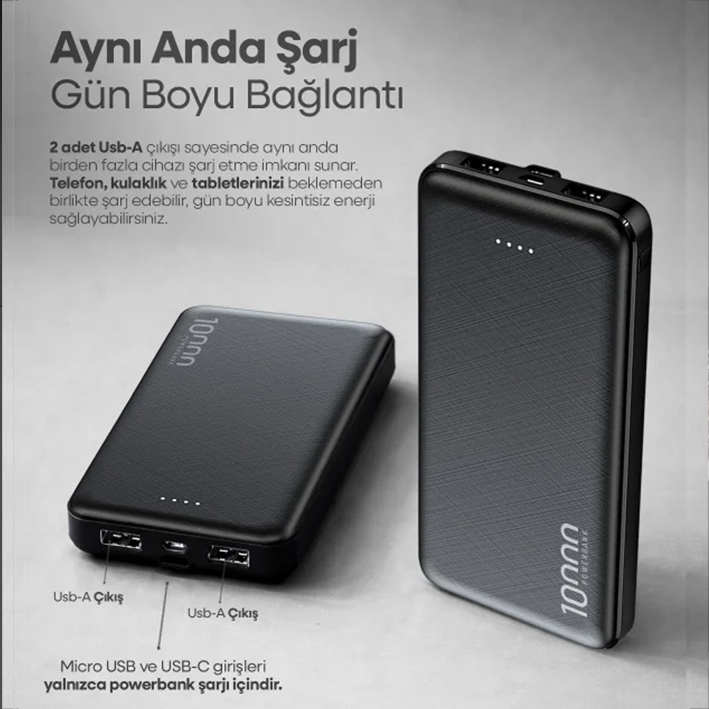 Jopus Urban 10.000mAh JP-P10 Type-C ve Micro 2A Input/Output Çift USB Powerbank
