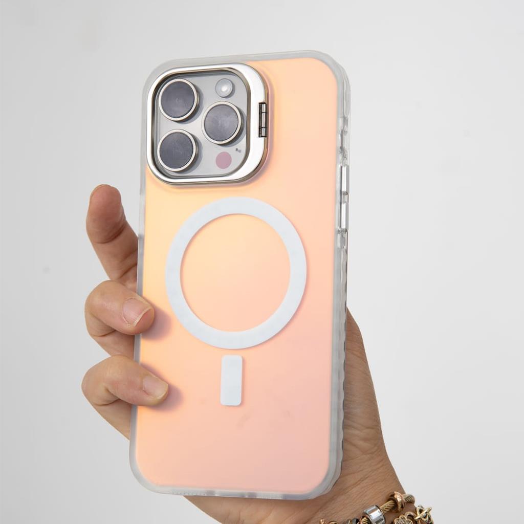 Apple iPhone 14 Pro Max Glaze Magsafe Stand Olabilir Hologramlı Sert Silikon Kapak