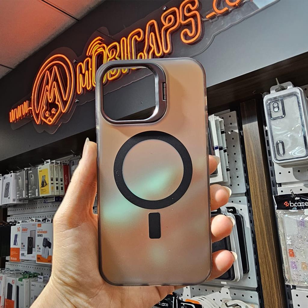 Apple iPhone 15 Glaze Magsafe Stand Olabilir Hologramlı Sert Silikon Kapak