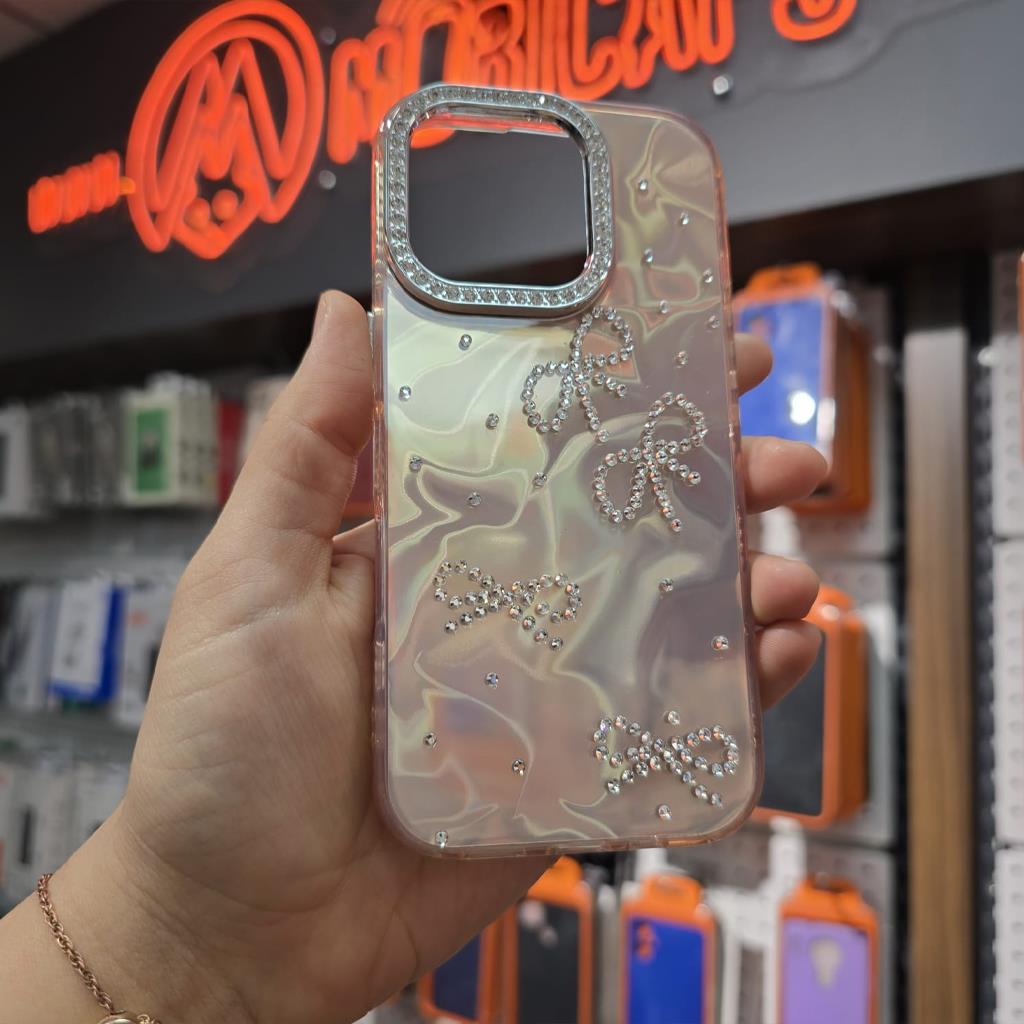 Apple iPhone X / XS Parlak Taş Desenli Love Kapak