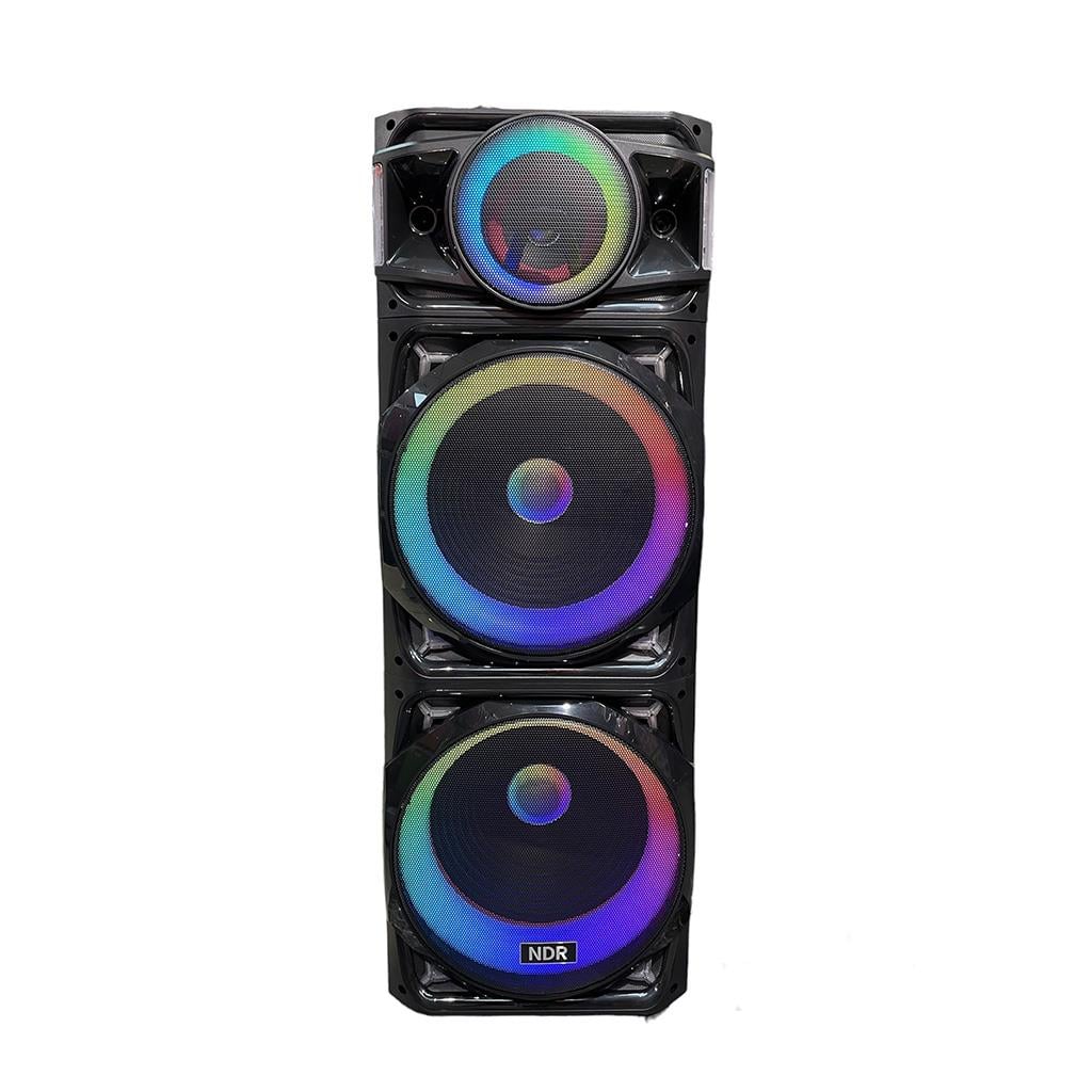 NDR-1526 15 inç 100W USB/TF/FM/TWS Destekli Uzaktan Kumandalı Çift Kablosuz Mikrofonlu Bluetooth Party Box Hoparlör