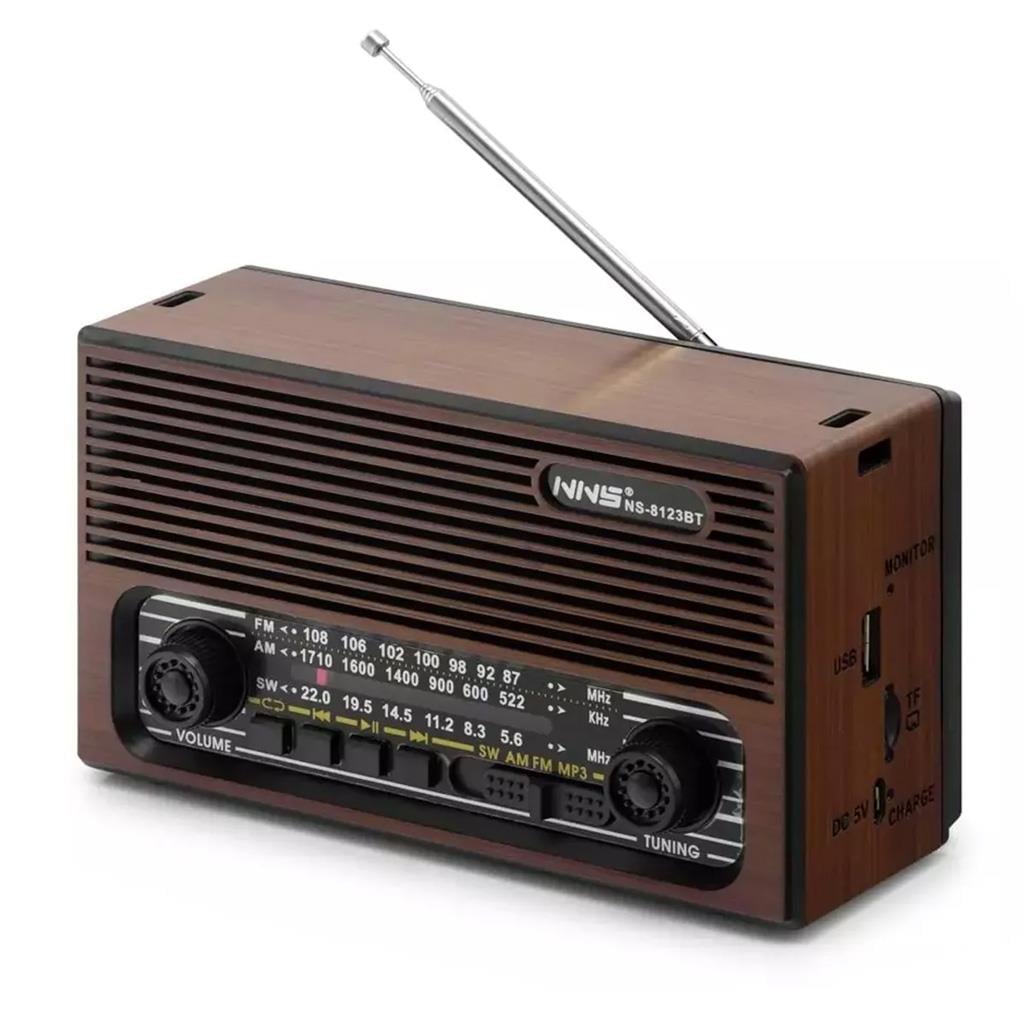 NNS NS-8123BT Nostaljik Taşınabilir Am Fm Sw 3 Band Bluetooth Speaker