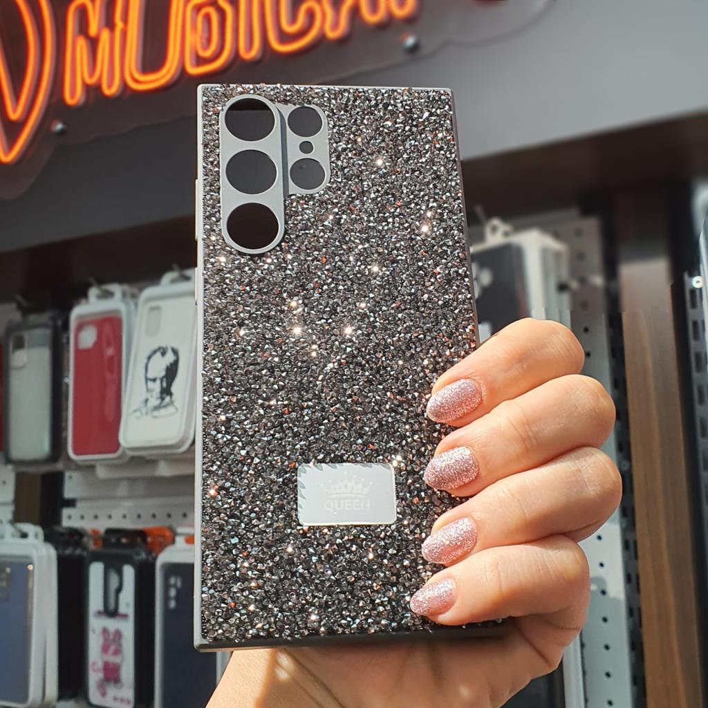 Samsung Galaxy S23 Ultra Queen Logolu Taşlı Silikon Kapak