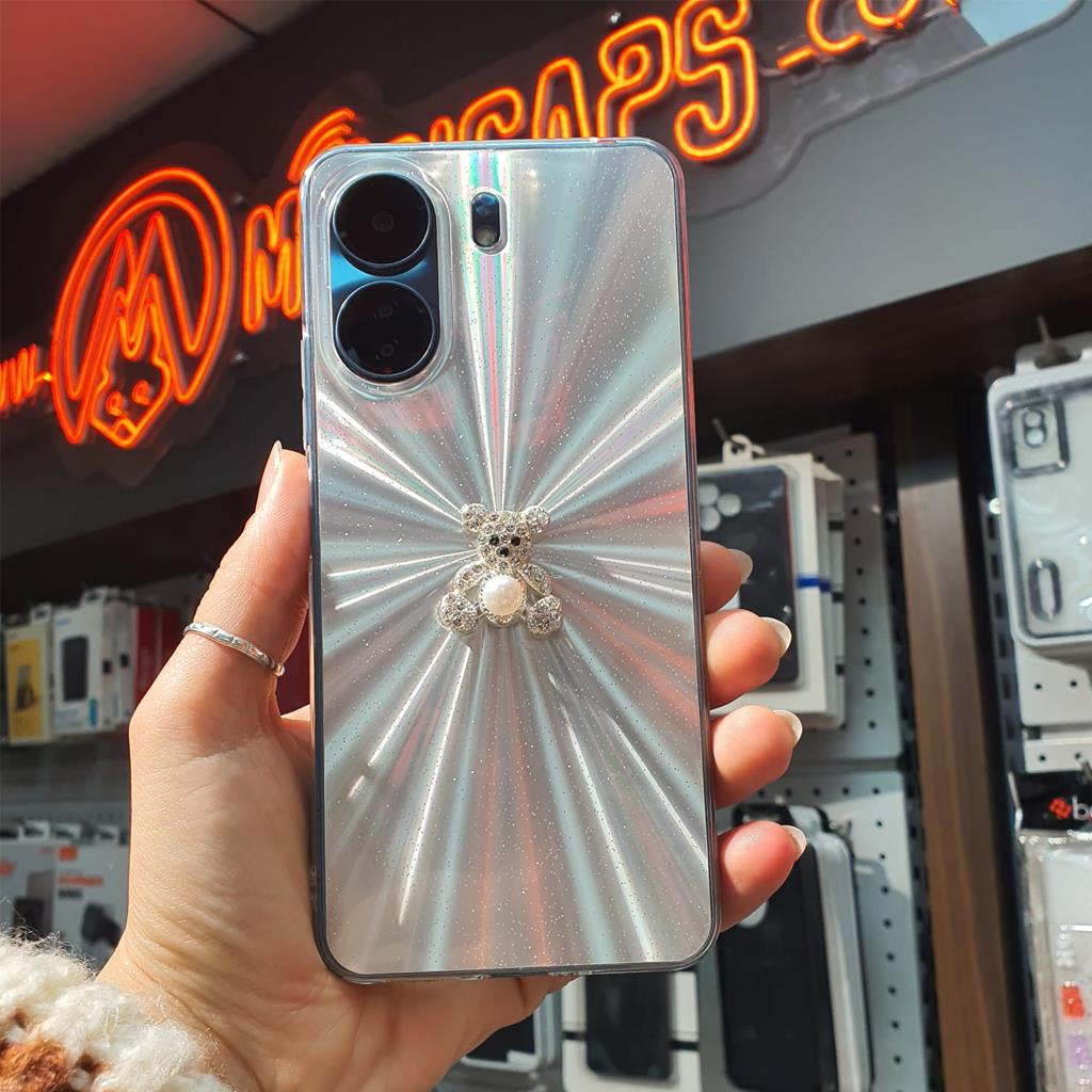Xiaomi Redmi 13C Simli Taş Süslü Hologram Kapak