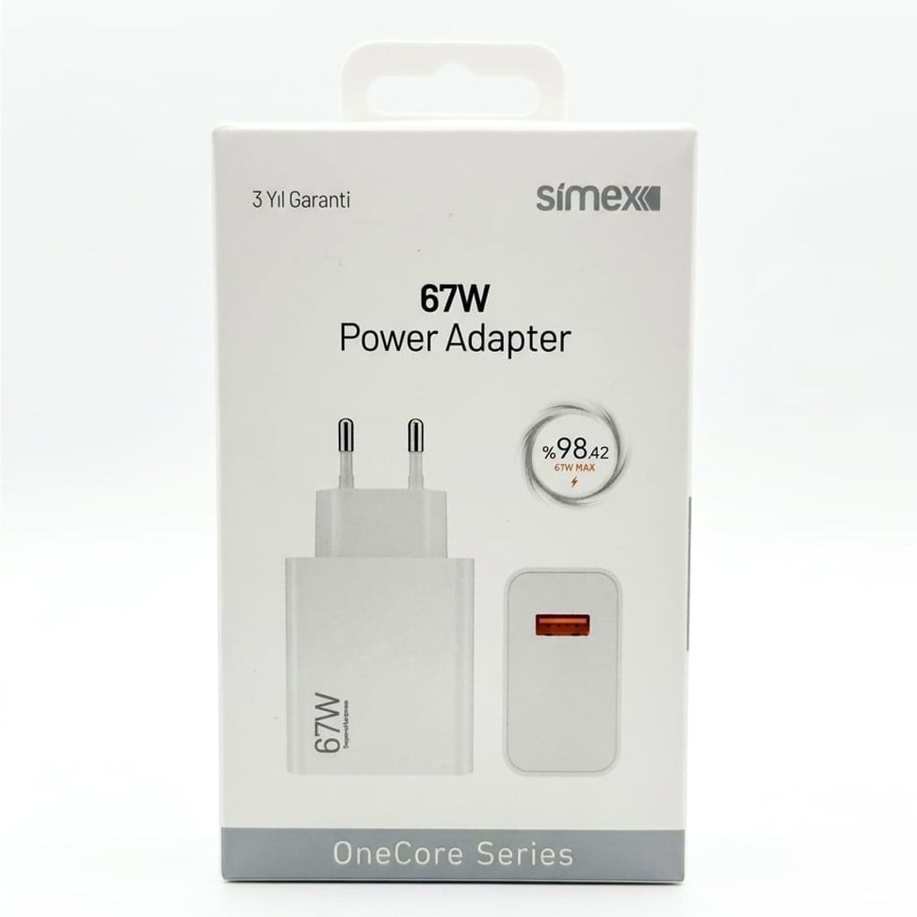 Simex OneCore SPS-20 67Watt USB-A Çıkışlı Süper Hızlı (saliseli) Şarj Cihazı