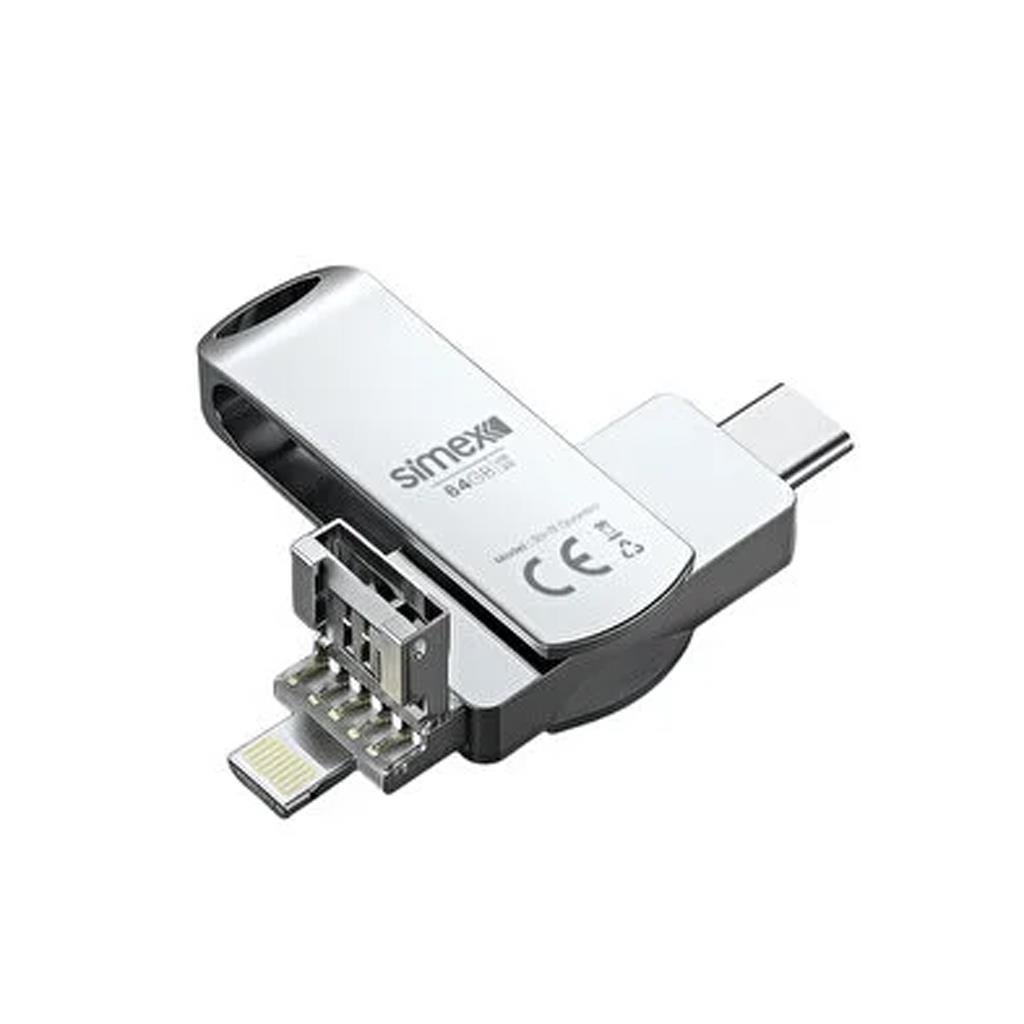 SİMEX QUANTRO 3IN1 USB-TYPE-C-LIGHTNING 64GB  FLASH BELLEK