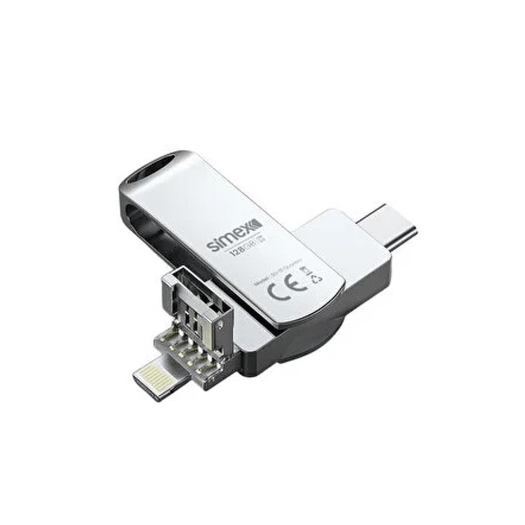 SİMEX QUANTRO 3IN1 USB-TYPE-C-LIGHTNING 128GB  FLASH BELLEK