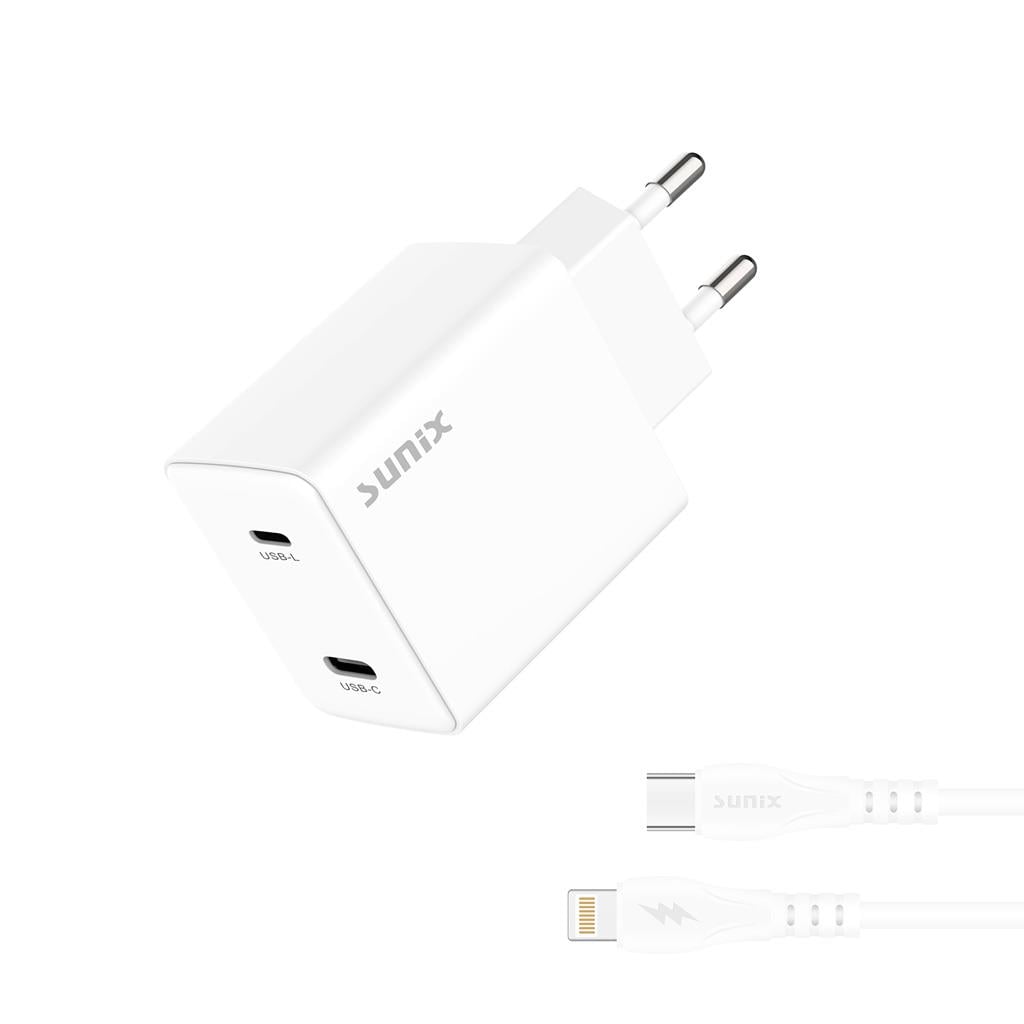 Sunix S-33 50W Dual Type-C Adaptör + Type-C to Lightning Kablo Set
