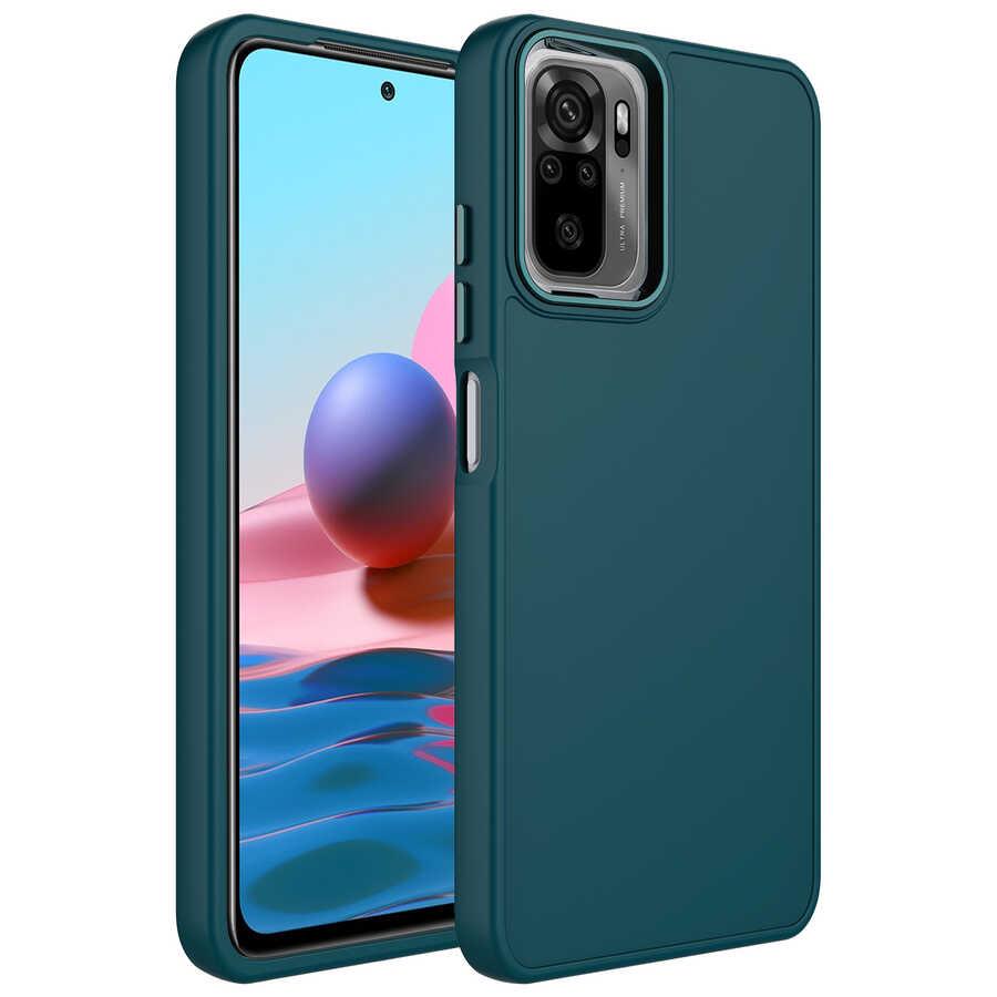 Xiaomi Redmi Note 10 Kılıf Metal Çerçeve ve Buton Tasarımlı Silikon Zore Luna Kapak