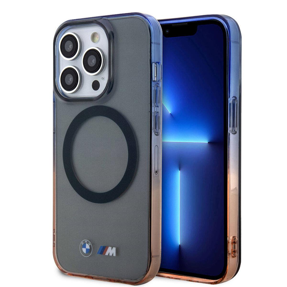 Apple iPhone 15 Pro Max Kılıf BMW M-safe Şarj Özellikli Transparan Renkli Çerçeveli Orjinal Lisanslı Kapak