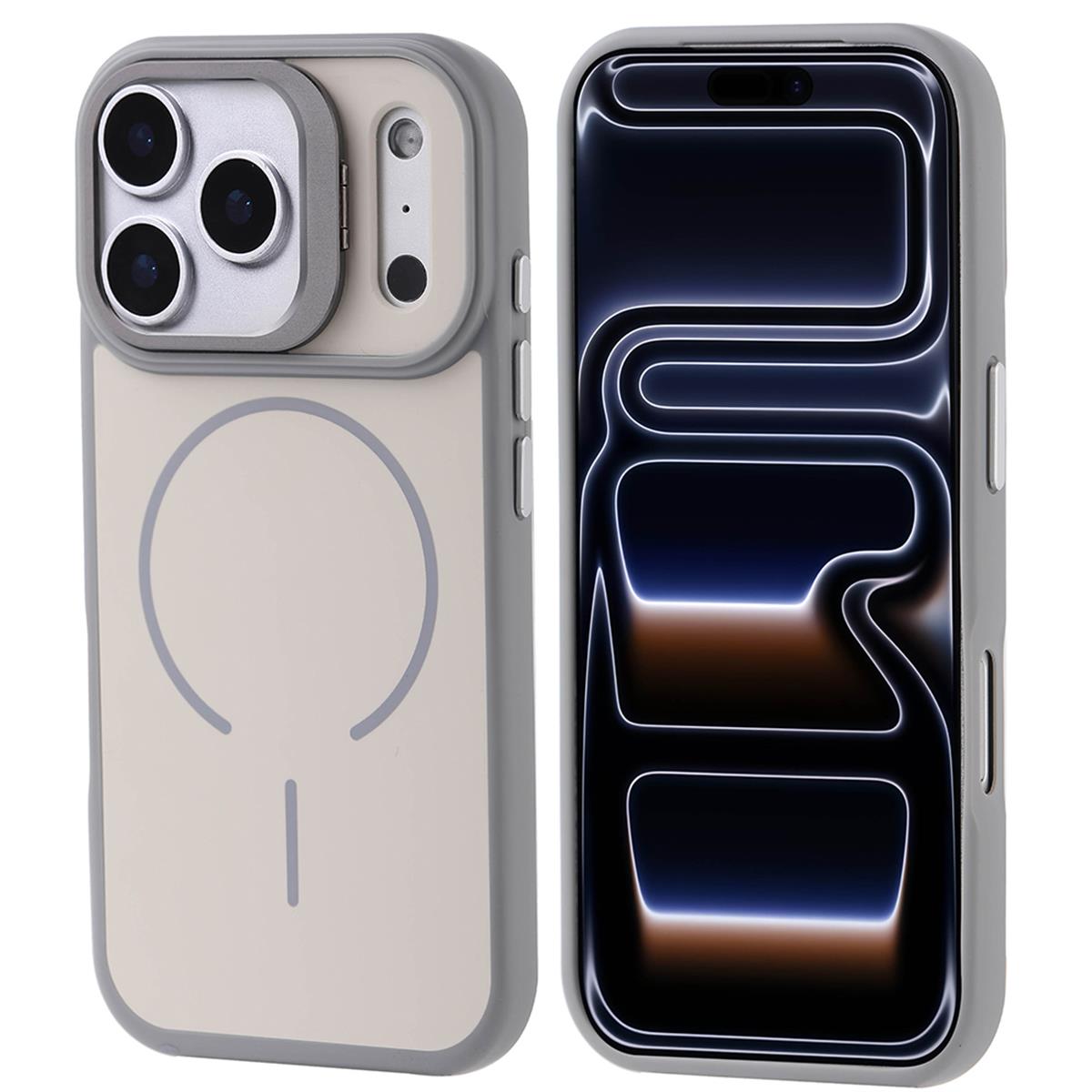 Apple iPhone 17 Pro Kılıf M-safe Şarj Özellikli Kamera Standlı Zore Notron Kapak