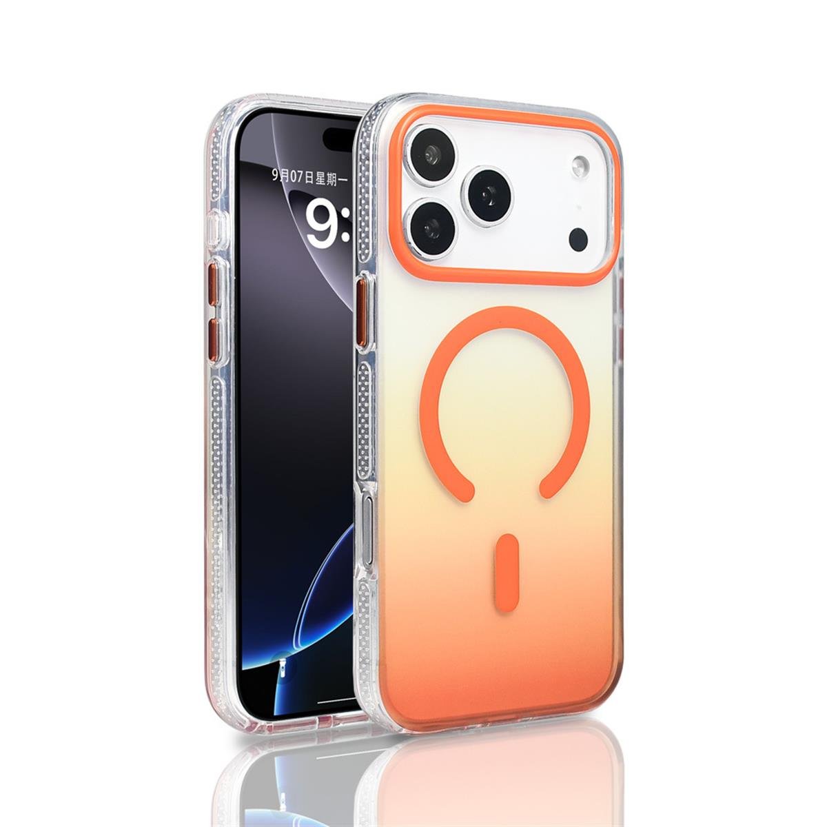 Apple iPhone 17 Pro Max Kılıf M-safe Şarj Özellikli Transparan Renk Geçişli Zore Toros Kapak