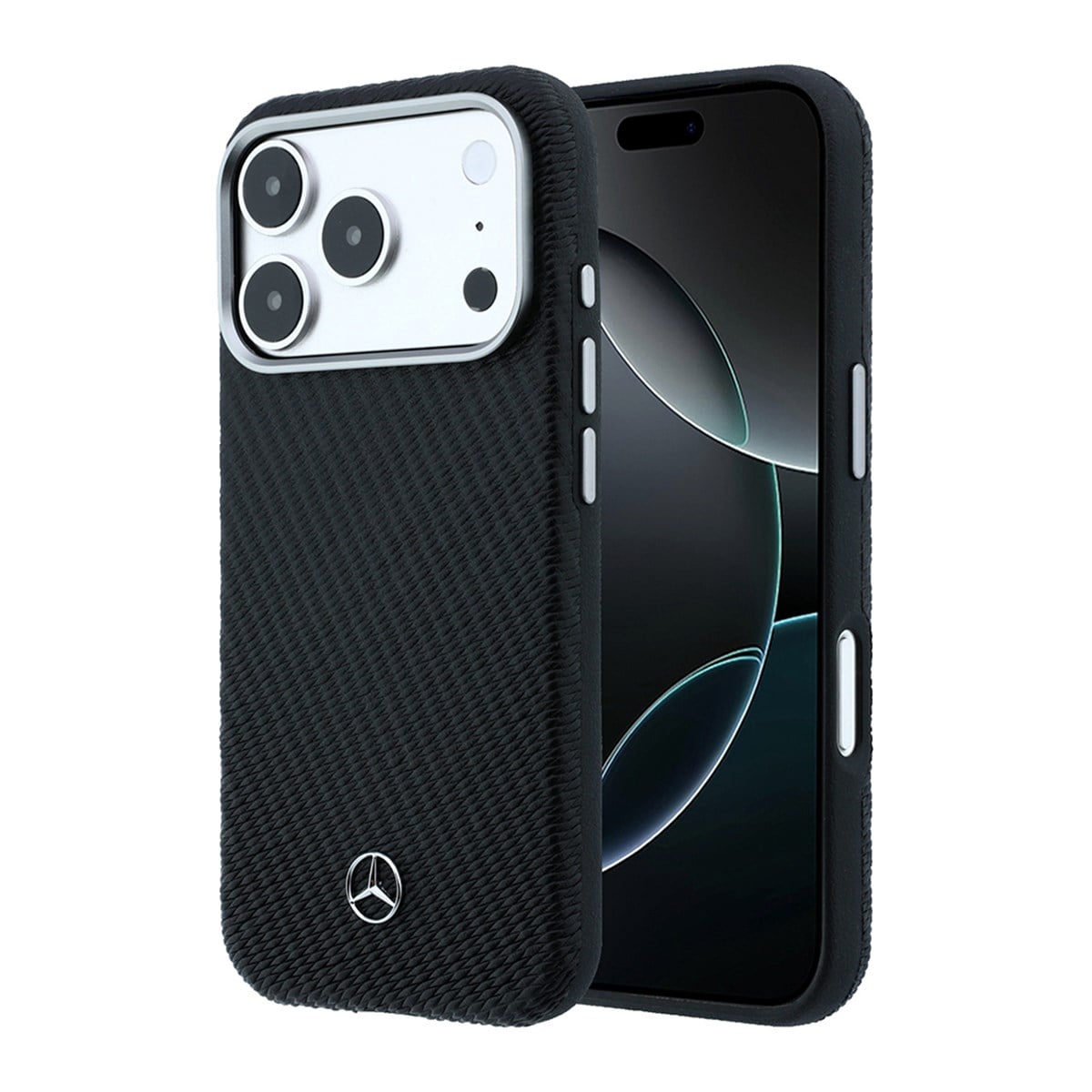 Apple iPhone 17 Pro Max Kılıf Mercedes Benz Orjinal Lisanslı M-safe Şarj Özellikli 3D Metal Logolu Wrap Wood Deri Kapak