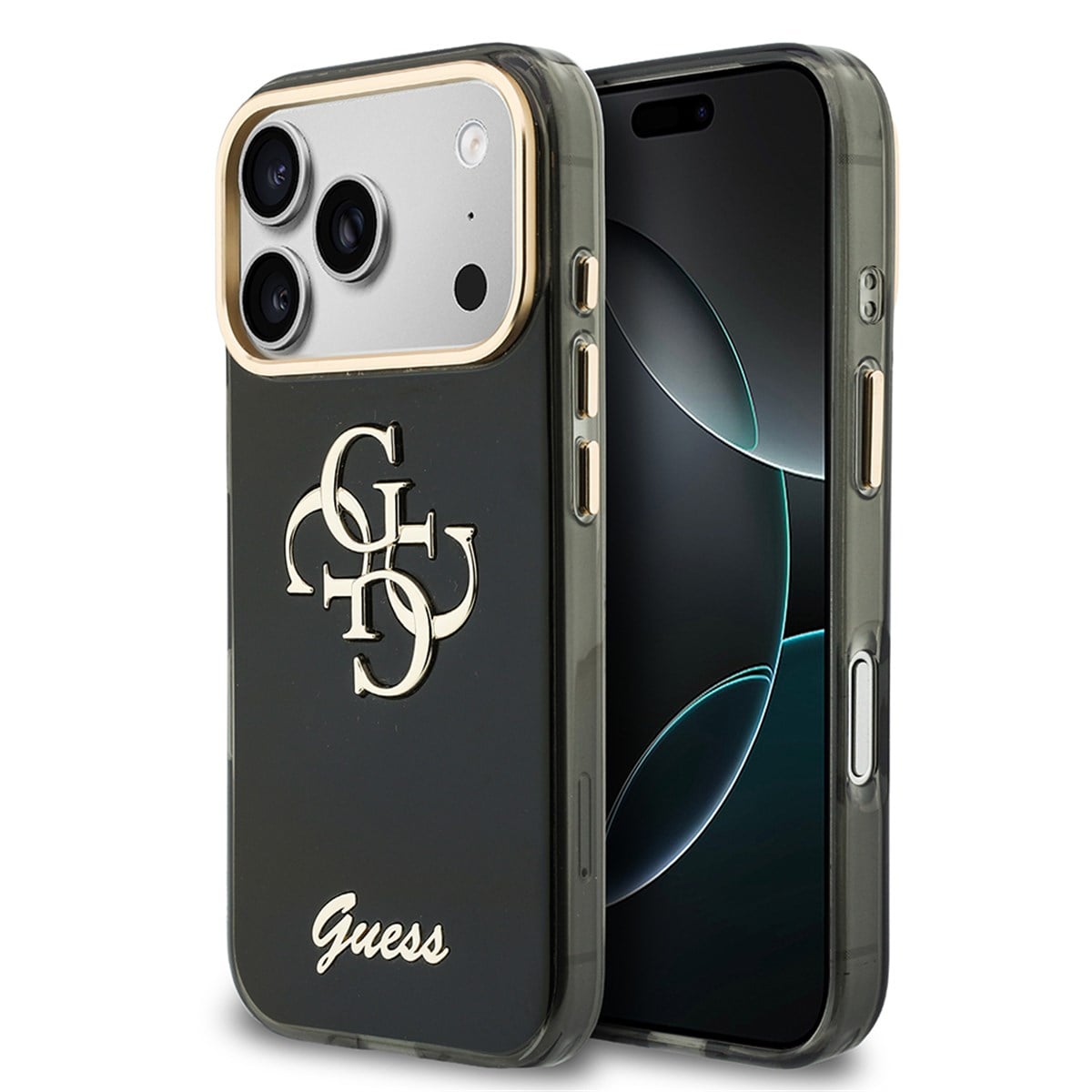 Apple iPhone 18 Pro Kılıf Guess Orjinal Lisanslı Yazı ve 4G Büyük Metal Logolu Silikon Kapak
