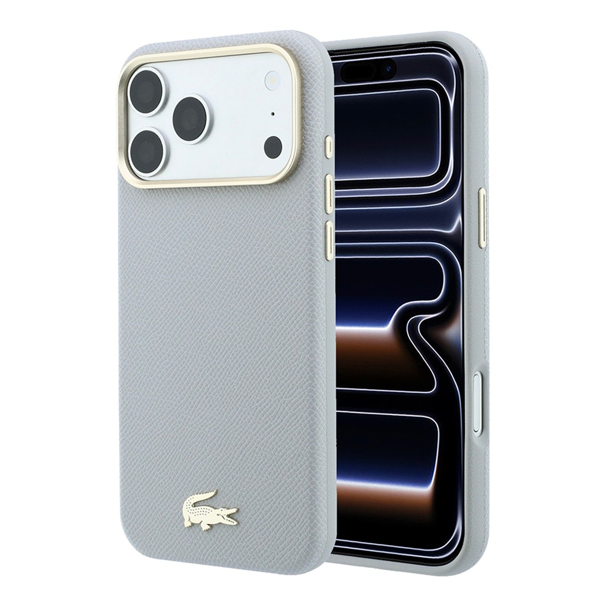 Apple iPhone 18 Pro Kılıf Lacoste Orjinal Lisanslı M-Safe Şarj Özellikli PVC Yarı Pike Desenli Arka Yüzey İkonik Timsah Dokuma Logolu Kapak