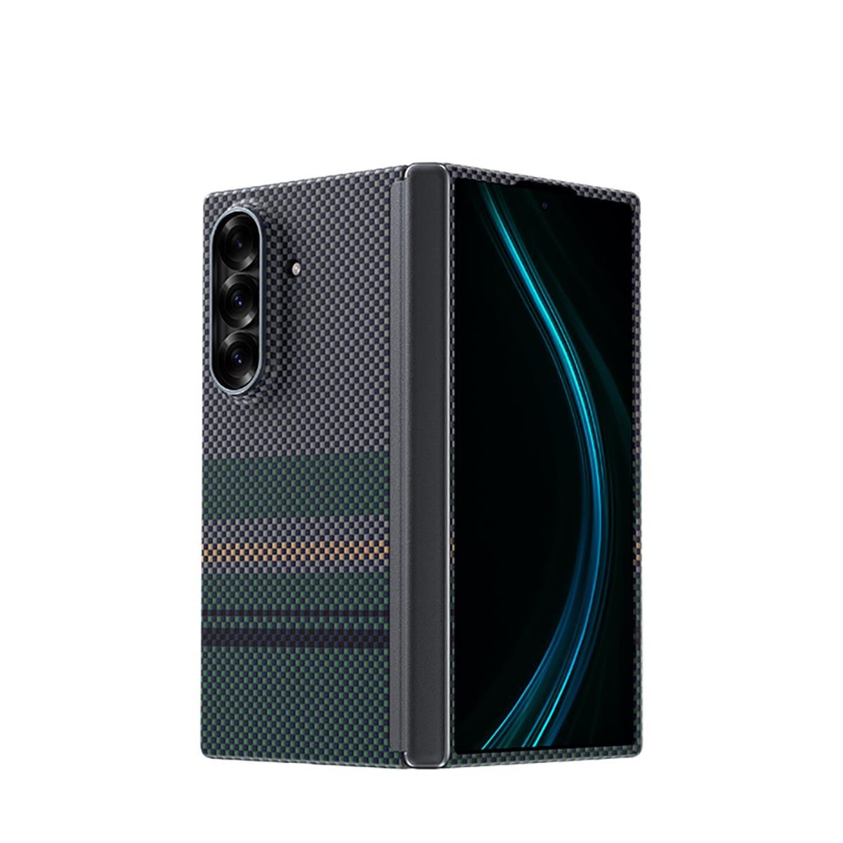 Galaxy Z Fold 7 Kılıf M-safe Şarj Özellikli Karbon Fiber Tasarımlı Benks Aurora ArmorAir Kevlar Kapak