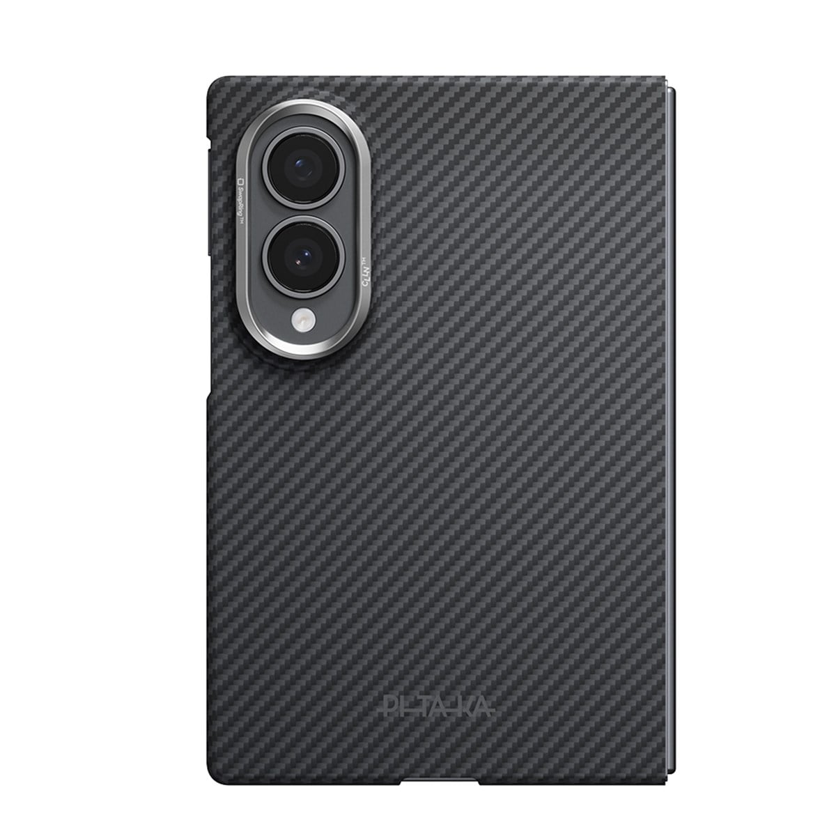 Galaxy Z Fold 8 Kılıf M-safe Şarj Özellikli 600D Aramid Karbon Fiber Pitaka Edge Serisi Black-Grey Twill Kapak