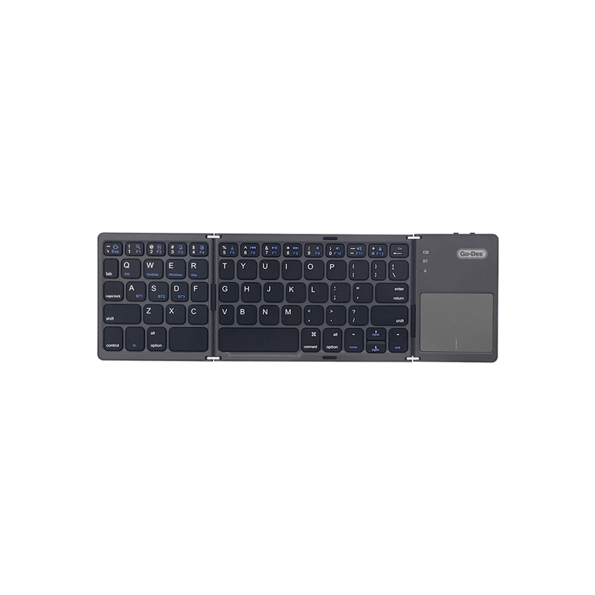Go Des GD-KB328 Sessiz Tuş Tasarımlı Touch Pad Özellikli Katlanabilir Bluetooth Bağlantılı Kablosuz Klavye